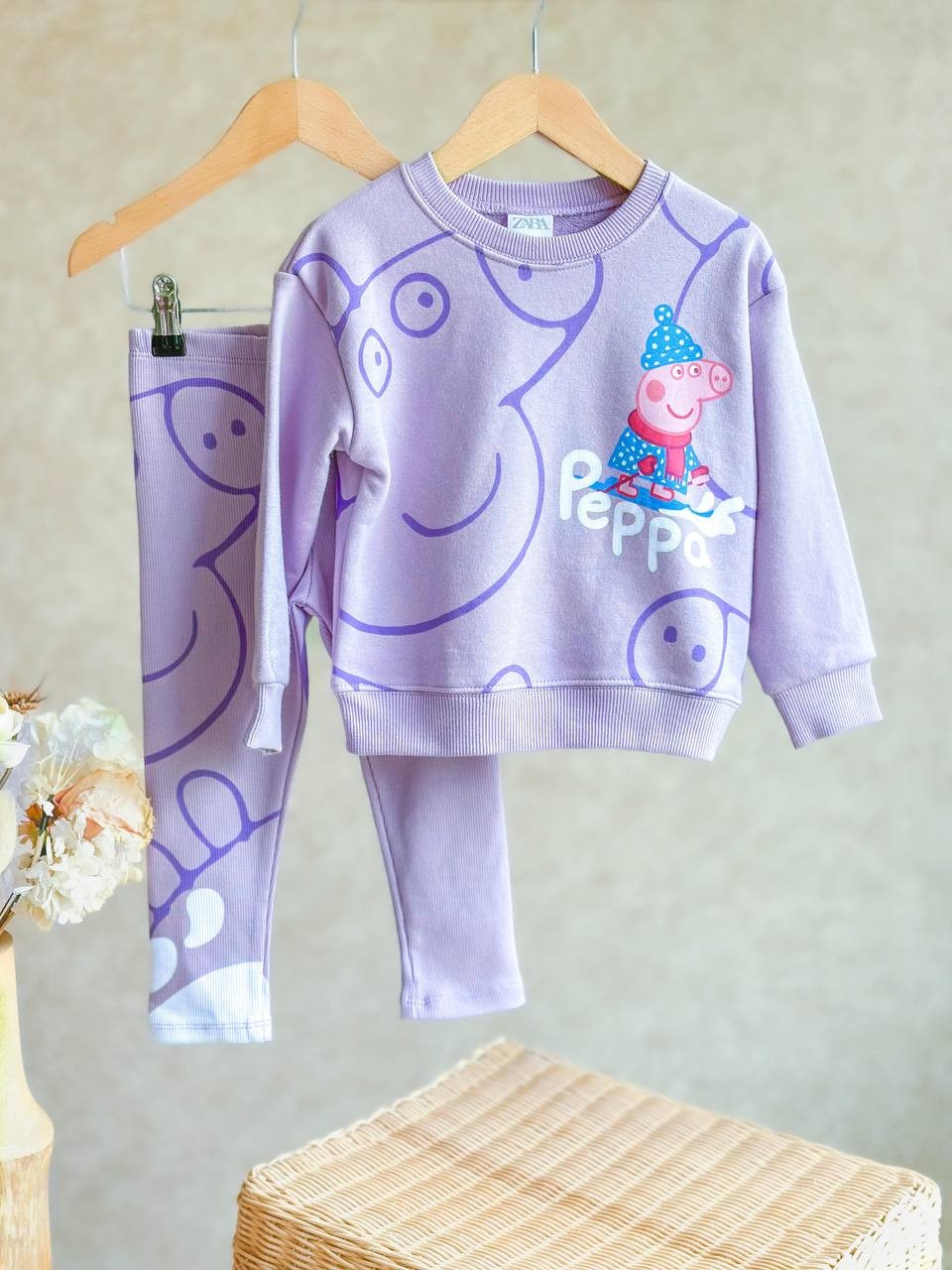 Peppa Baskılı Sweatshirt ve Tayt Takım