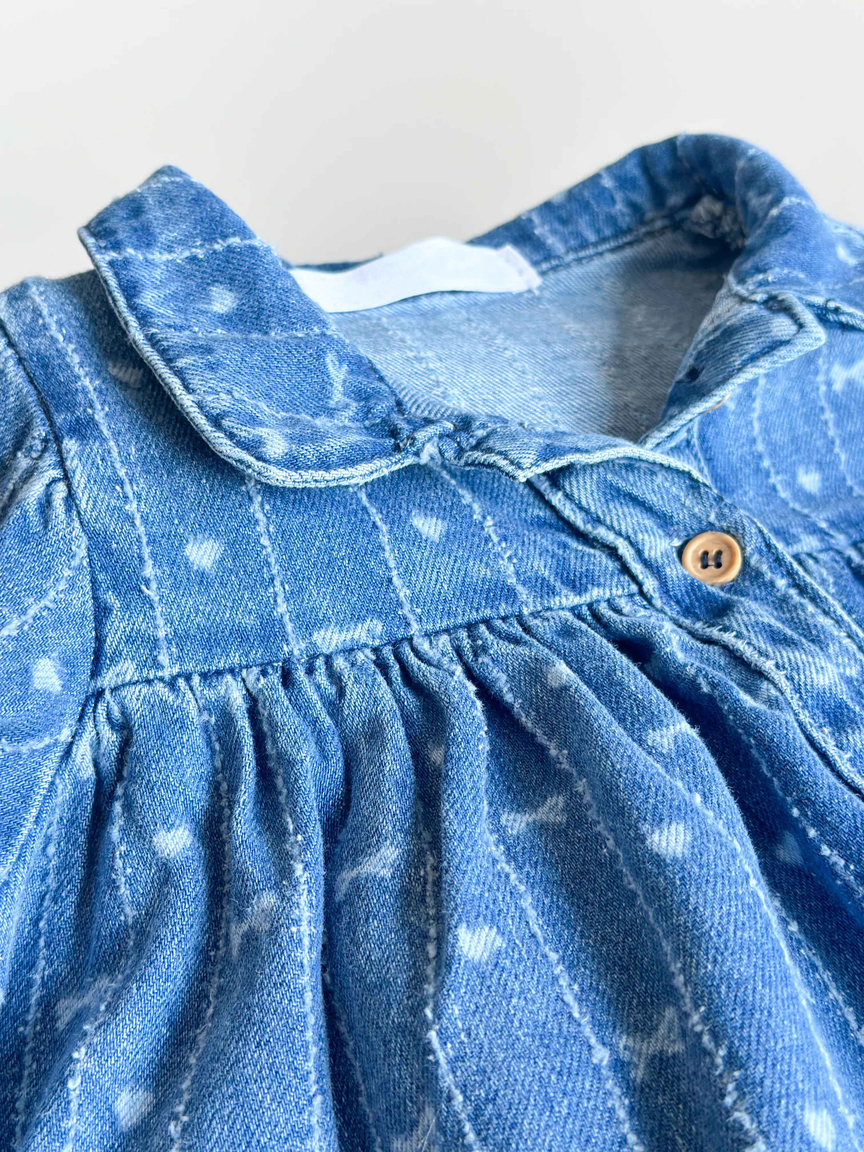 BLUE DREAMS Lazer Fiyonk Baskılı Yumuşak Dokulu Denim Elbise