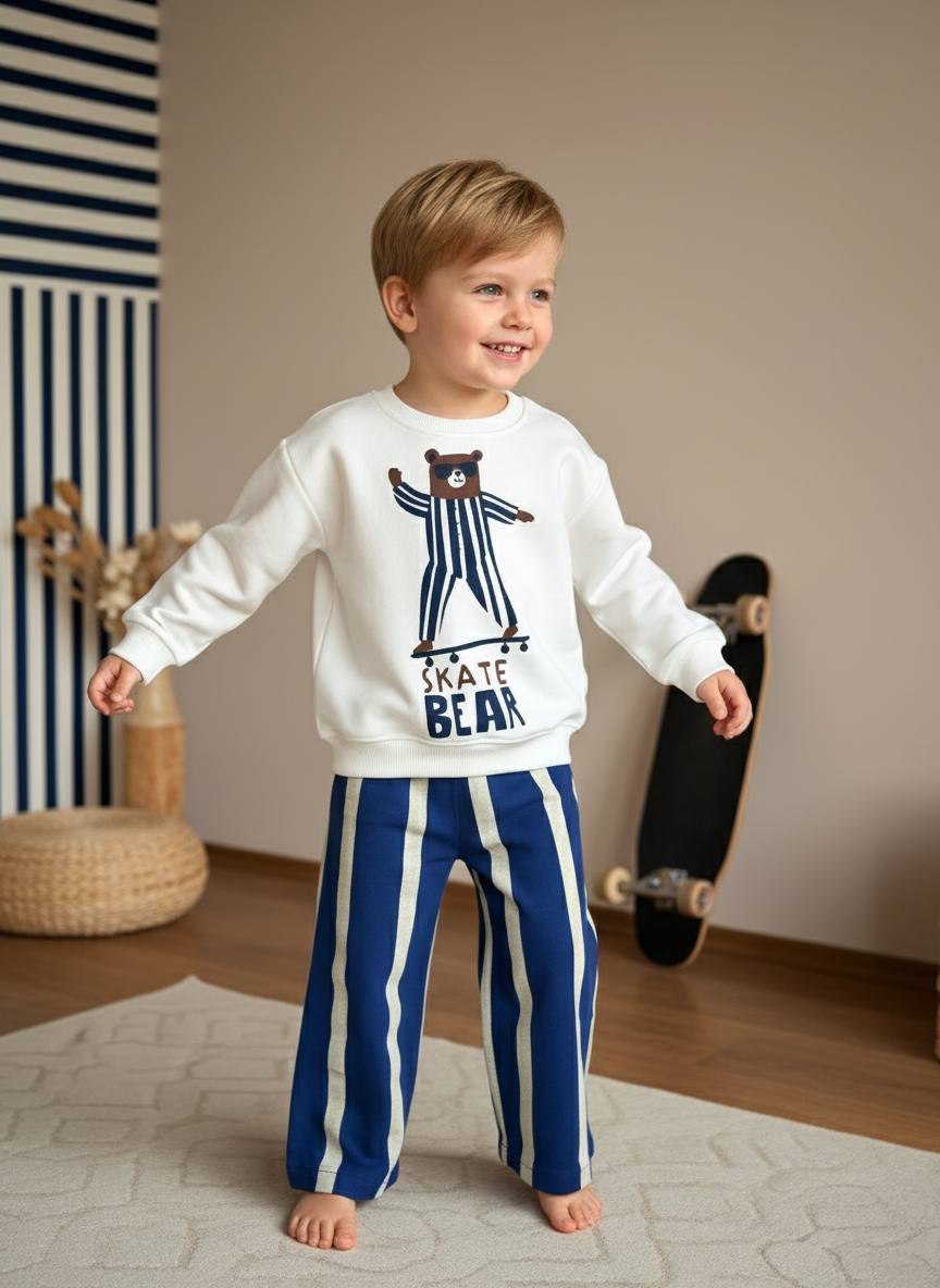 SKATE BEAR Sweatshirt ve Dokuma Pantolon Takım
