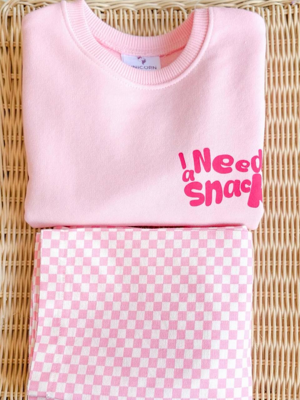 I NEED SNACK Sweatshirt ve Kot Dokuma Pantolon Takım