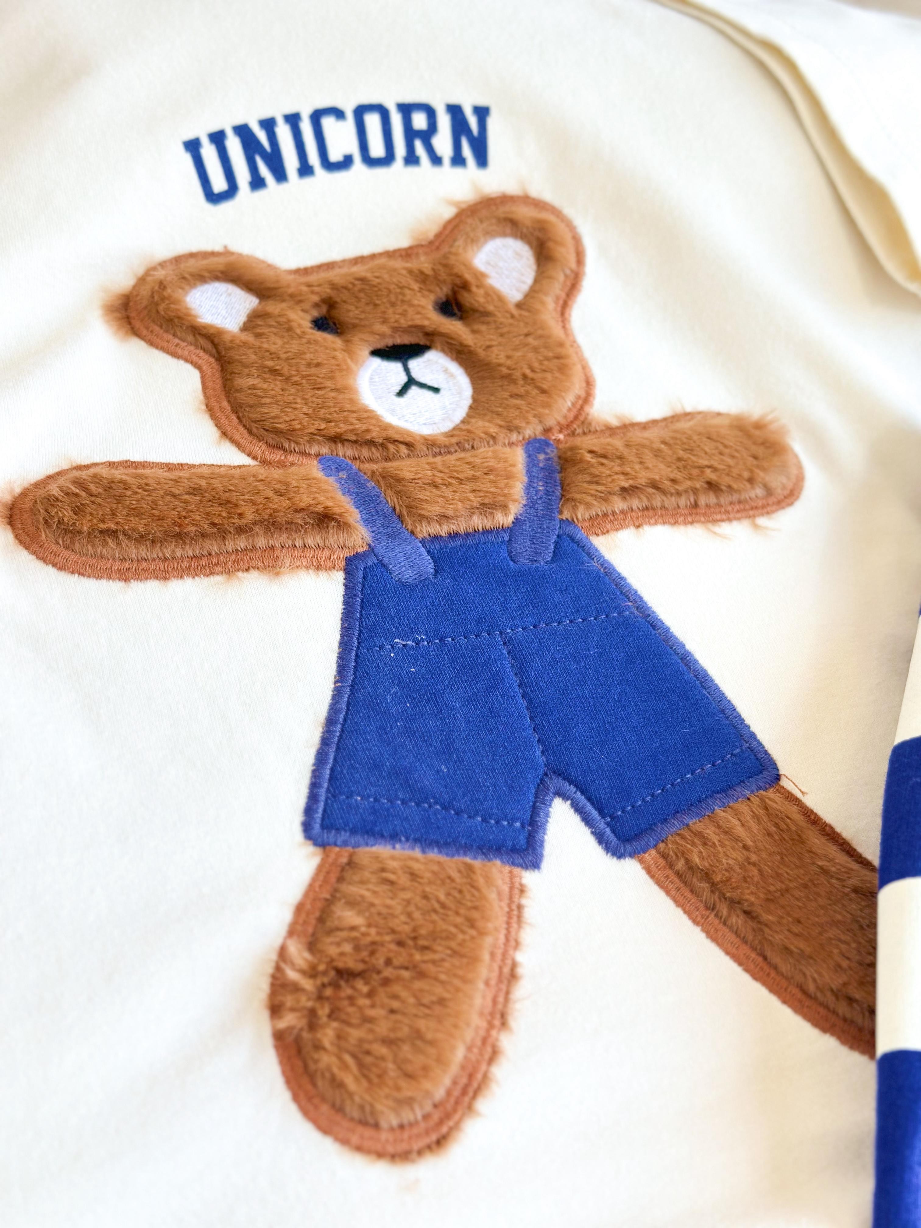 TEDDY BEAR Peluş Detay T-Shirt ve Şort Takım-Mavi