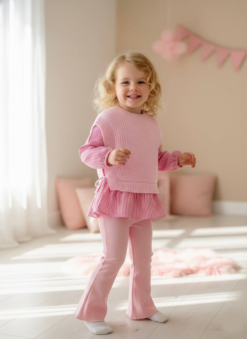 Gömlek Detaylı Triko ve İspanyol Paça Tayt Takım