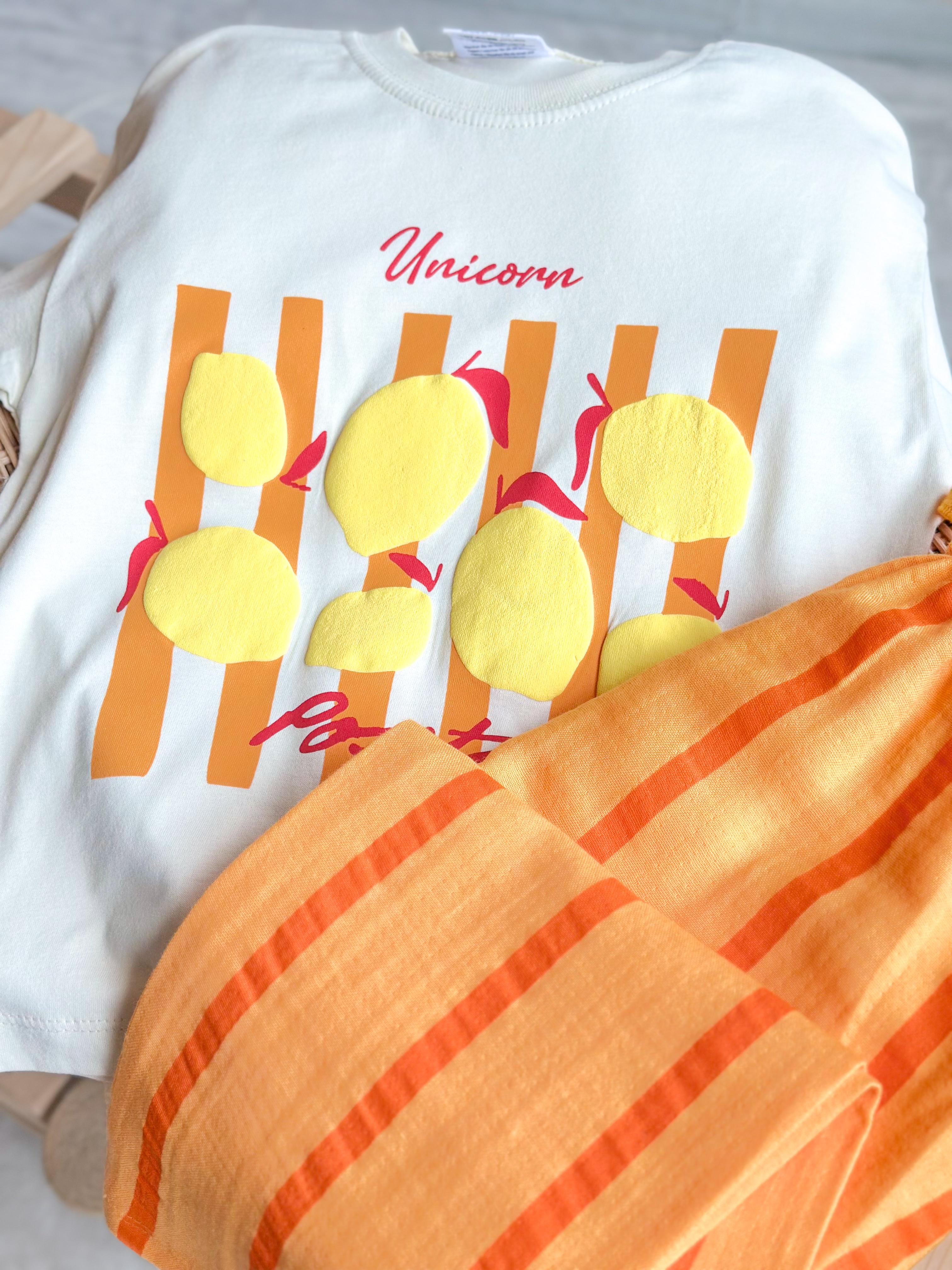 UNICORN POSITOMA Kabartma Bakılı T-Shirt ve Müslin Pantolon Takım