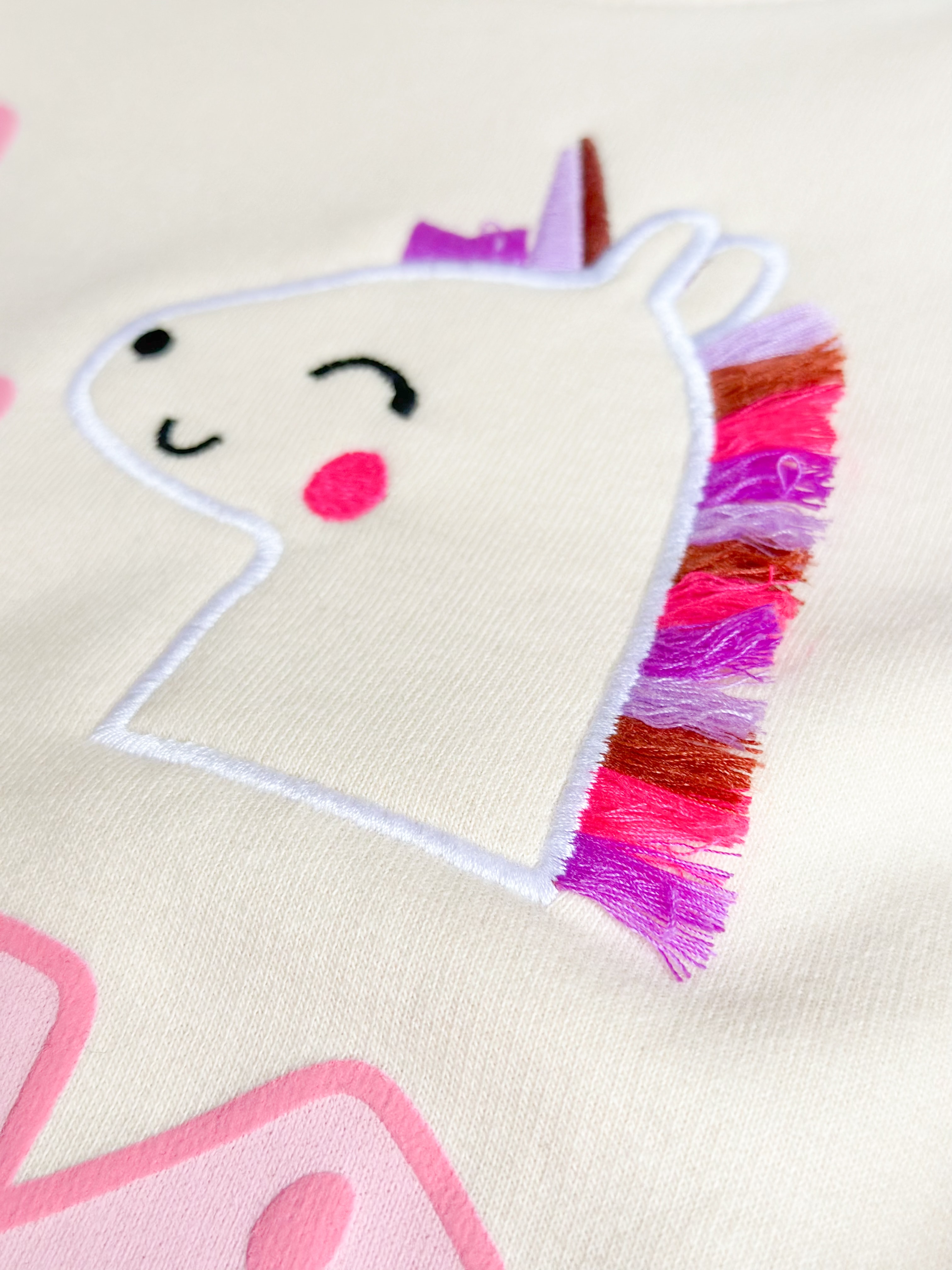 MİNİK UNICORNLAR Sevimli Süzene Nakış Detaylı Sweatshirt ve Dokuma Pantolon Takım