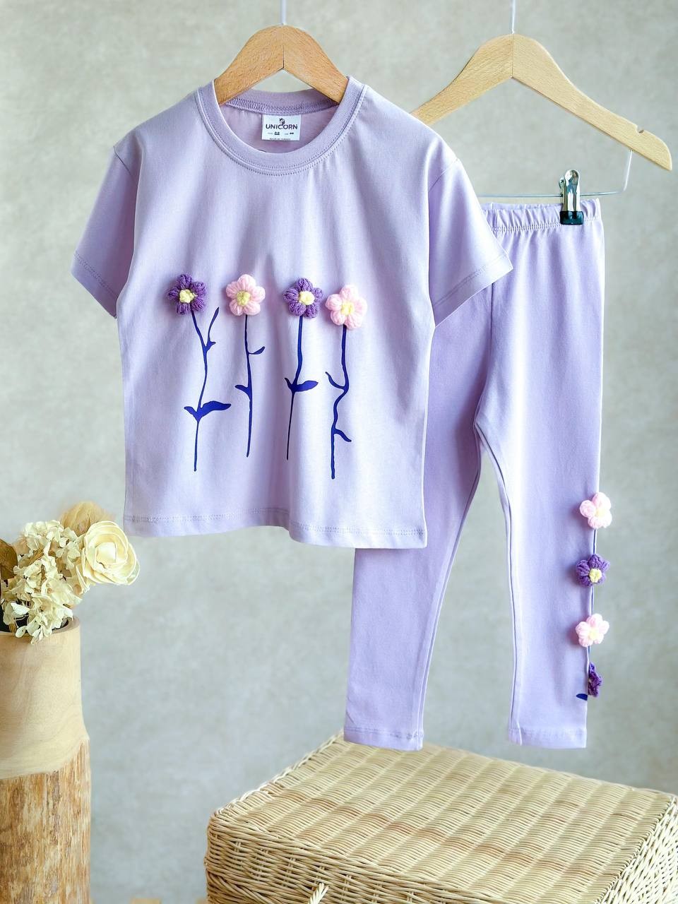 FLOWERS 3 Boyutlu T-Shirt ve Tayt Takım