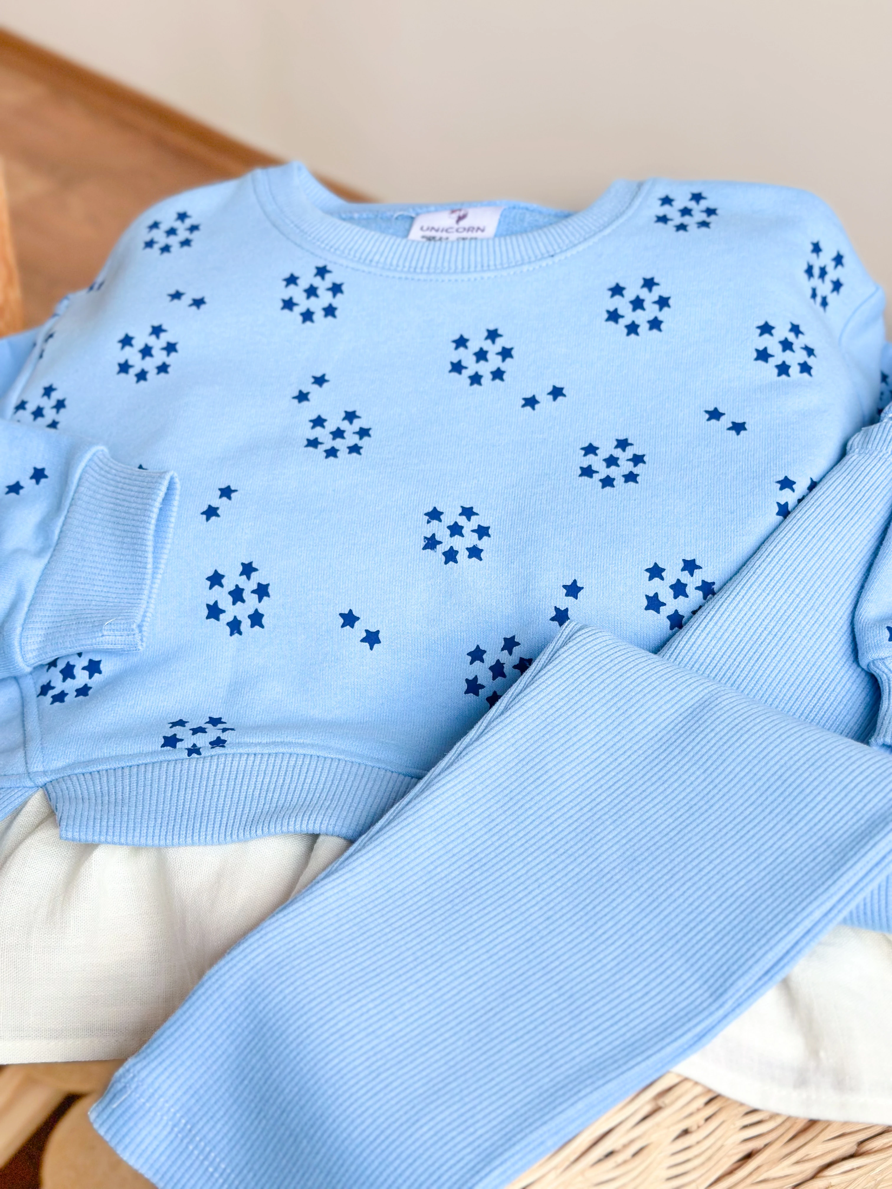 BABY BABY STARS Gömlek Detaylı Sweatshirt ve Tayt Takım