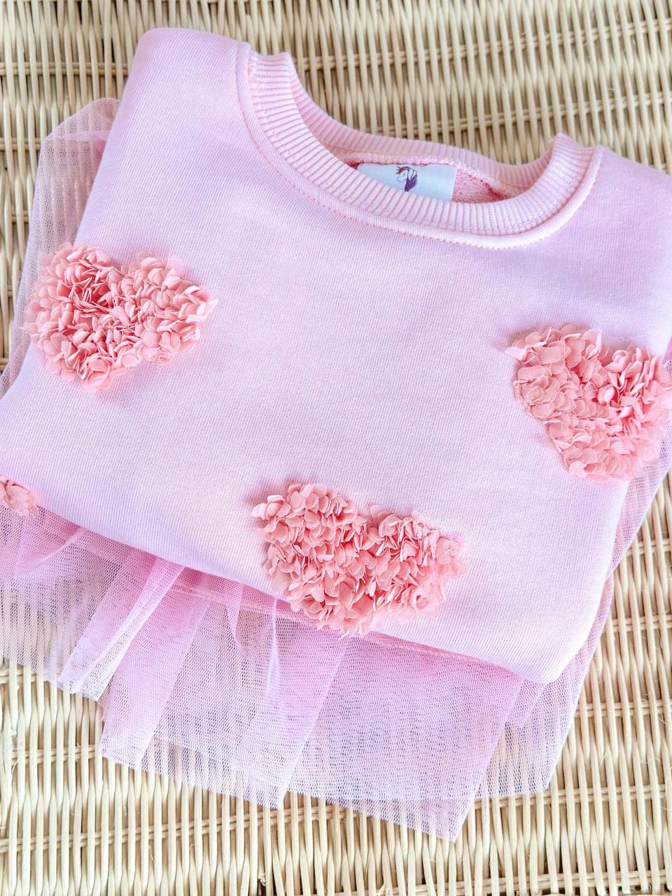 Love is Love Pembe Sweatshirt Elbise