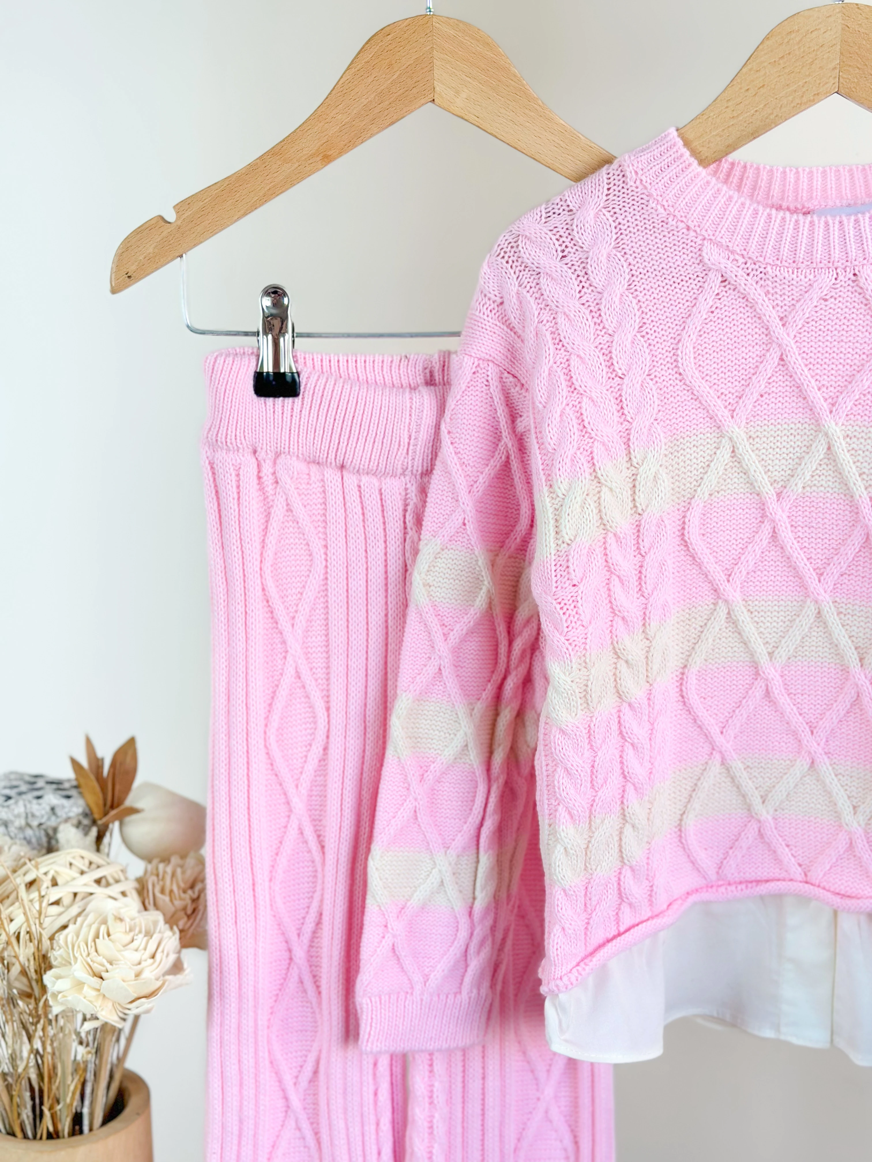 PINKY ANGEL Gömlek Detaylı Triko ve Triko Pantolon