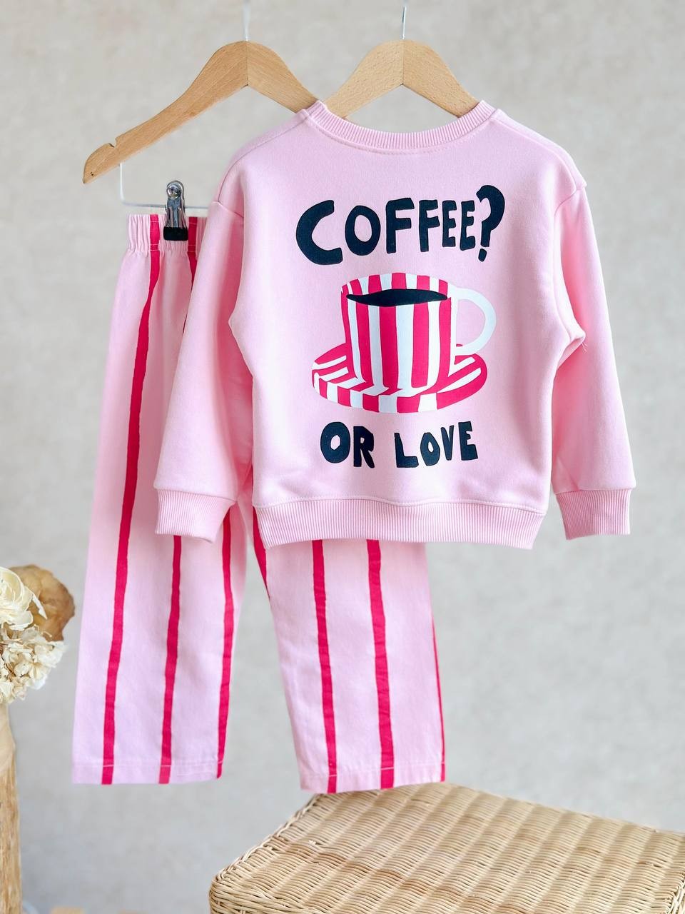 COFFE LINE Sweatshirt ve Kot Dokuma Pantolon Takım