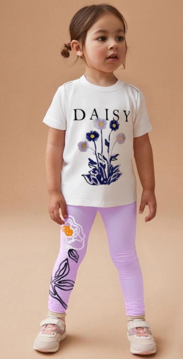 DAISY 3 Boyutlu Kız Çocuk Tişört-Tayt Takım