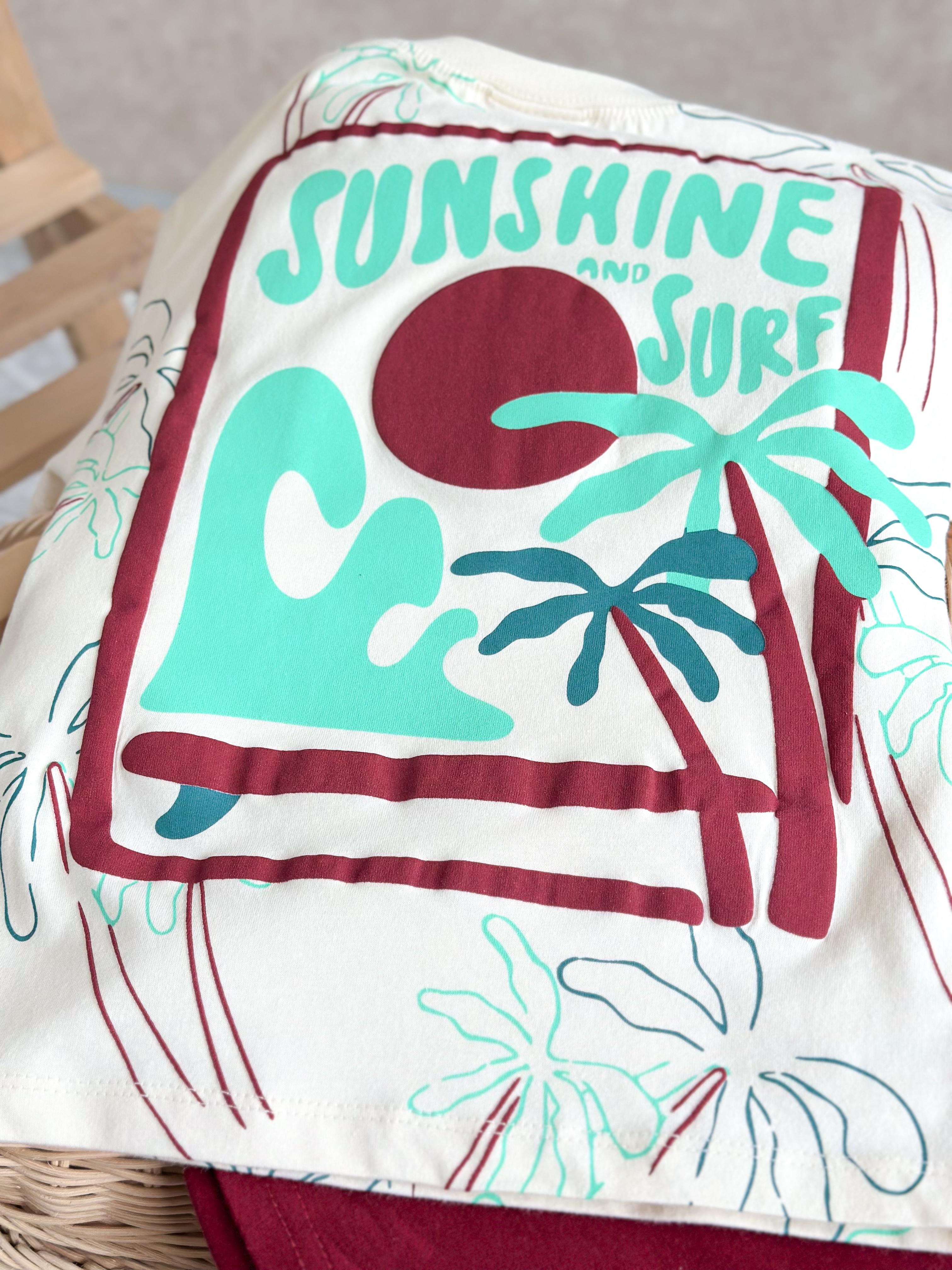 SUNSHINE SURF T-Shirt ve Şort Takım-Bordo