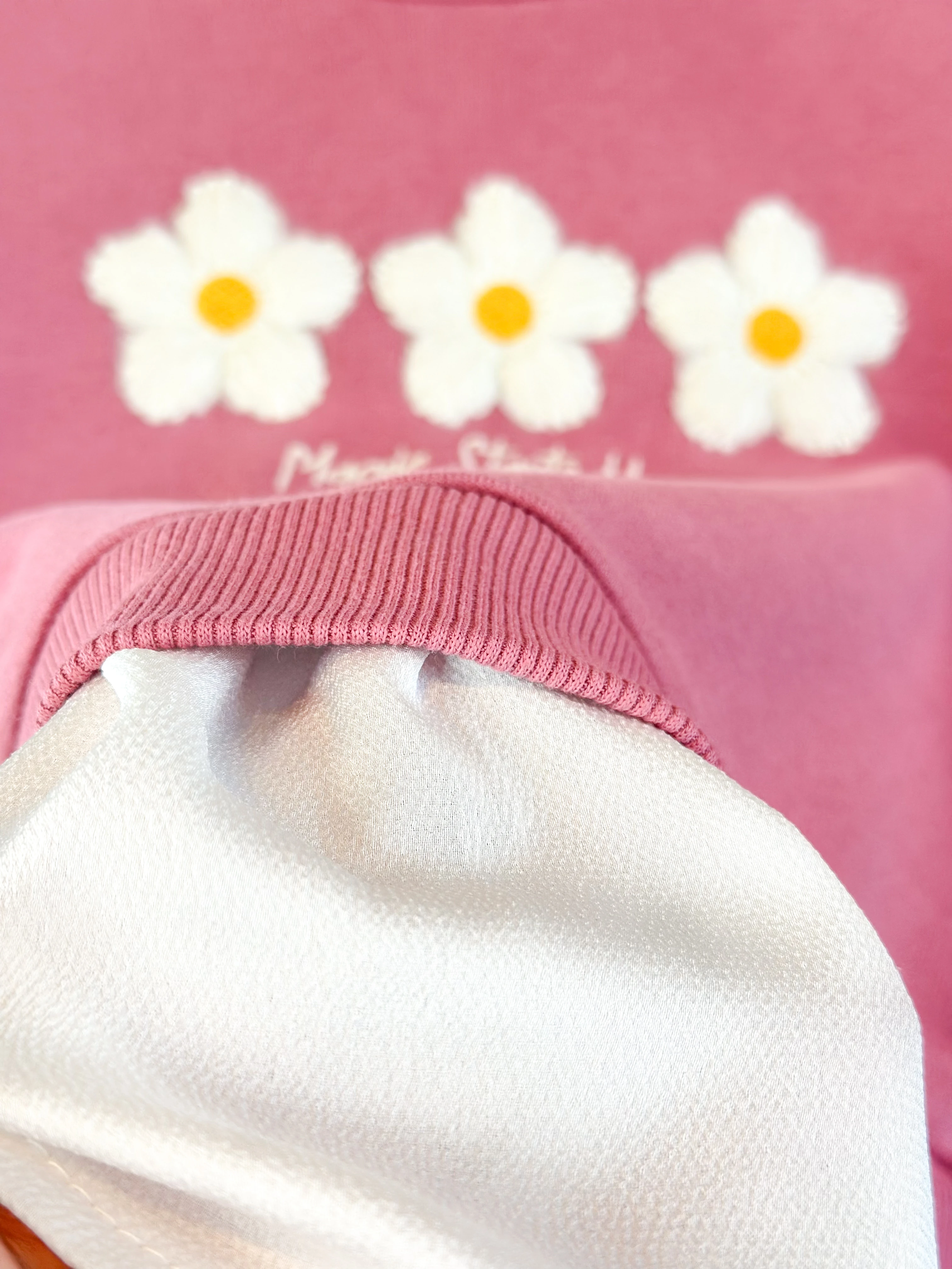 Gömlek Detaylı Çiçek Nakışlı Sweatshirt ve İspanyol Paça Takım