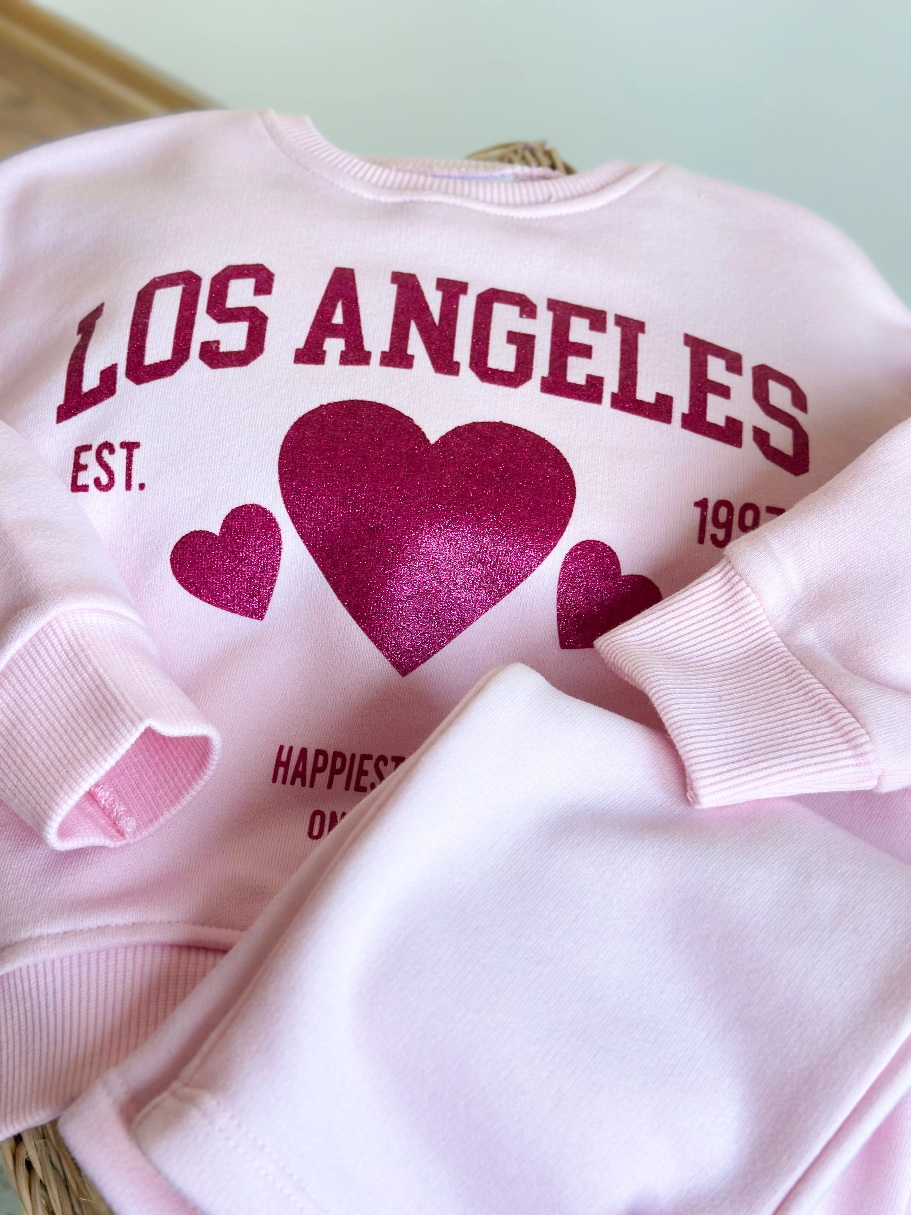 Kalp Baskılı Sweatshirt ve Fiyonk Detay Eşofman Takım