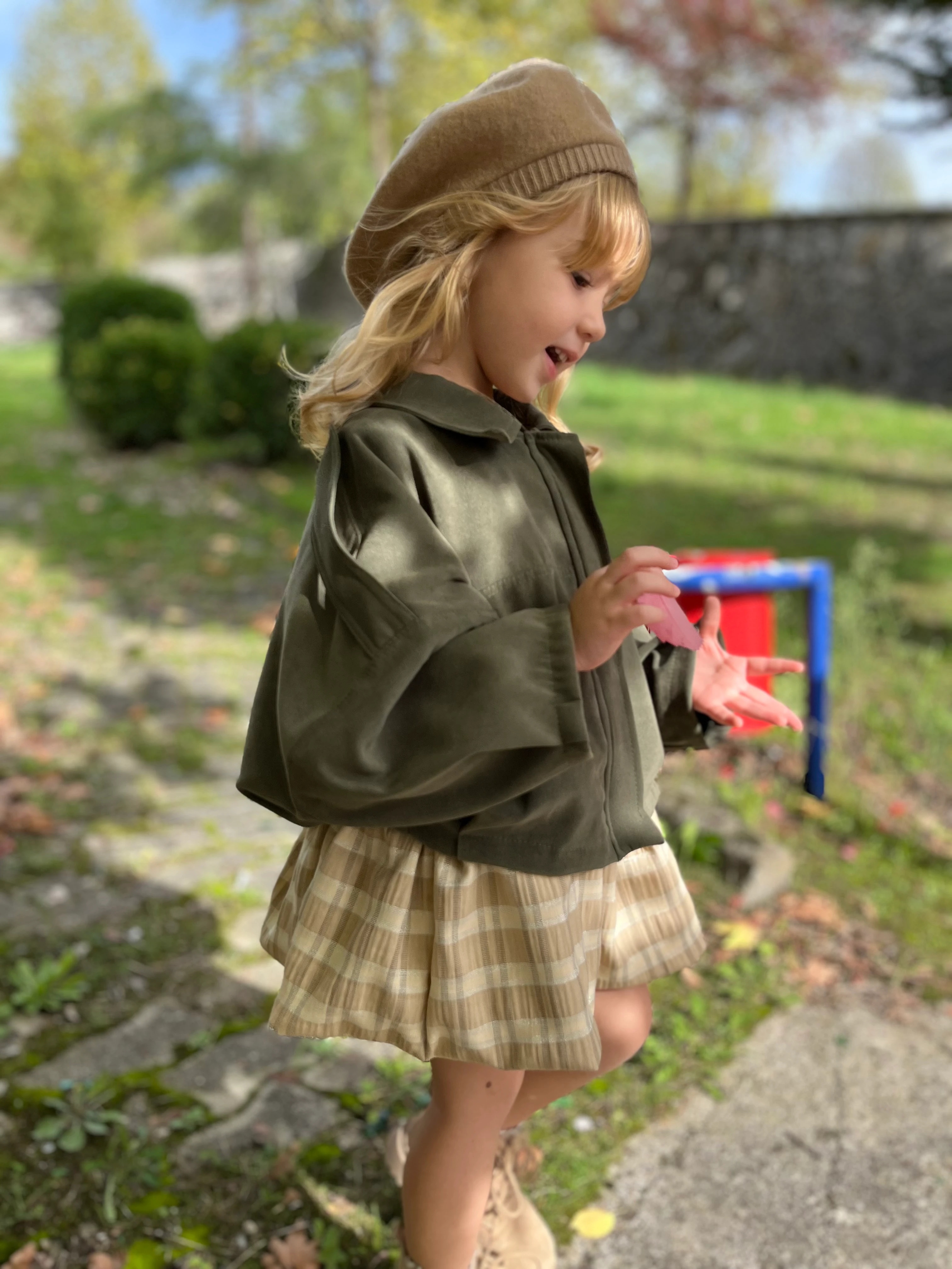 ADA Süet Görünümlü Bomber Ceket ve Gofre Etek Kız Çocuk Takım