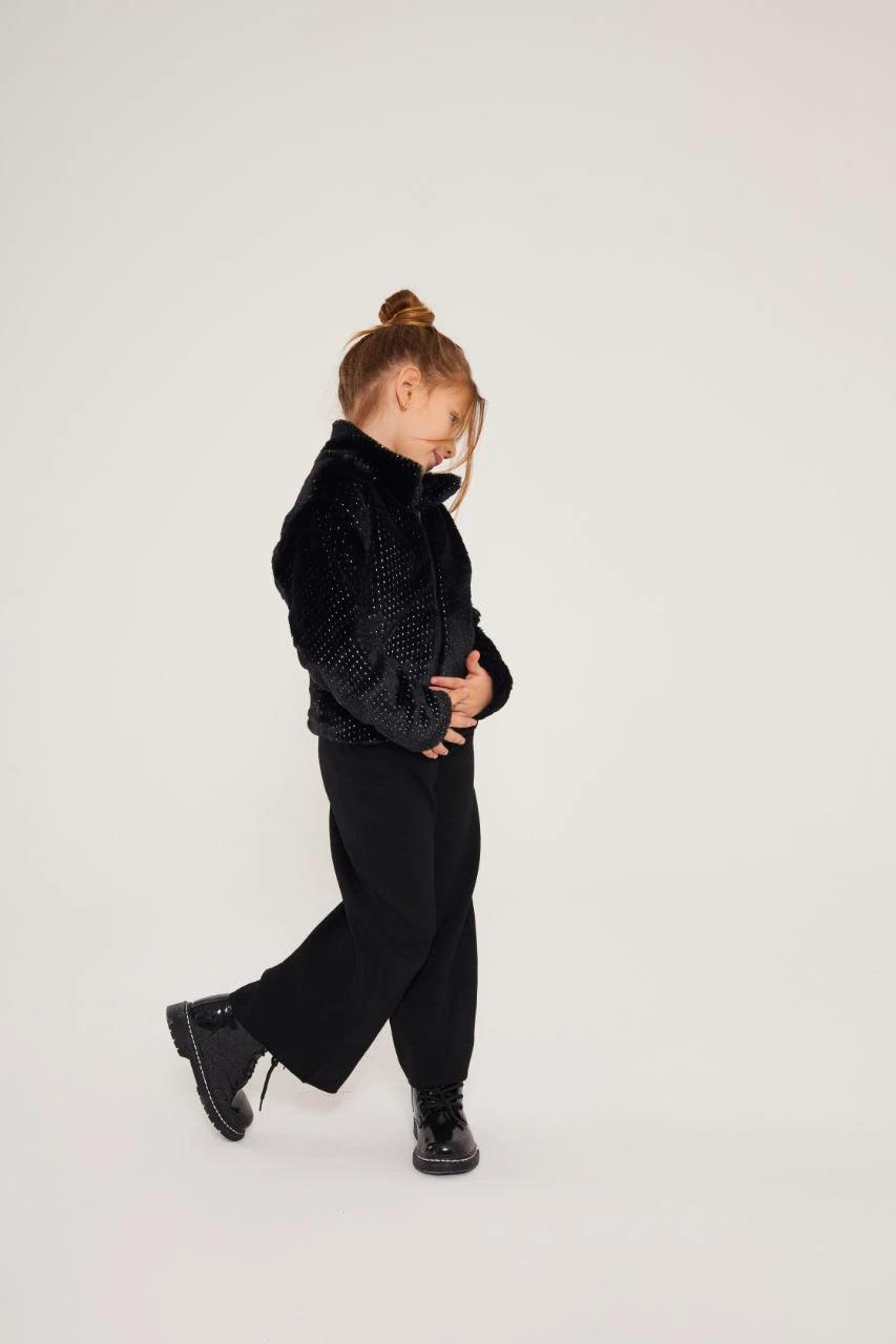 Sim Baskılı Peluş Ceket ve Triko Pantolon Takım