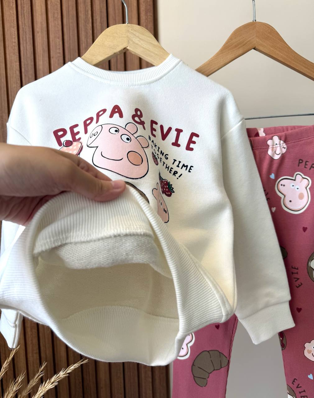 Peppa Baskılı Sweatshirt ve Tayt Takım