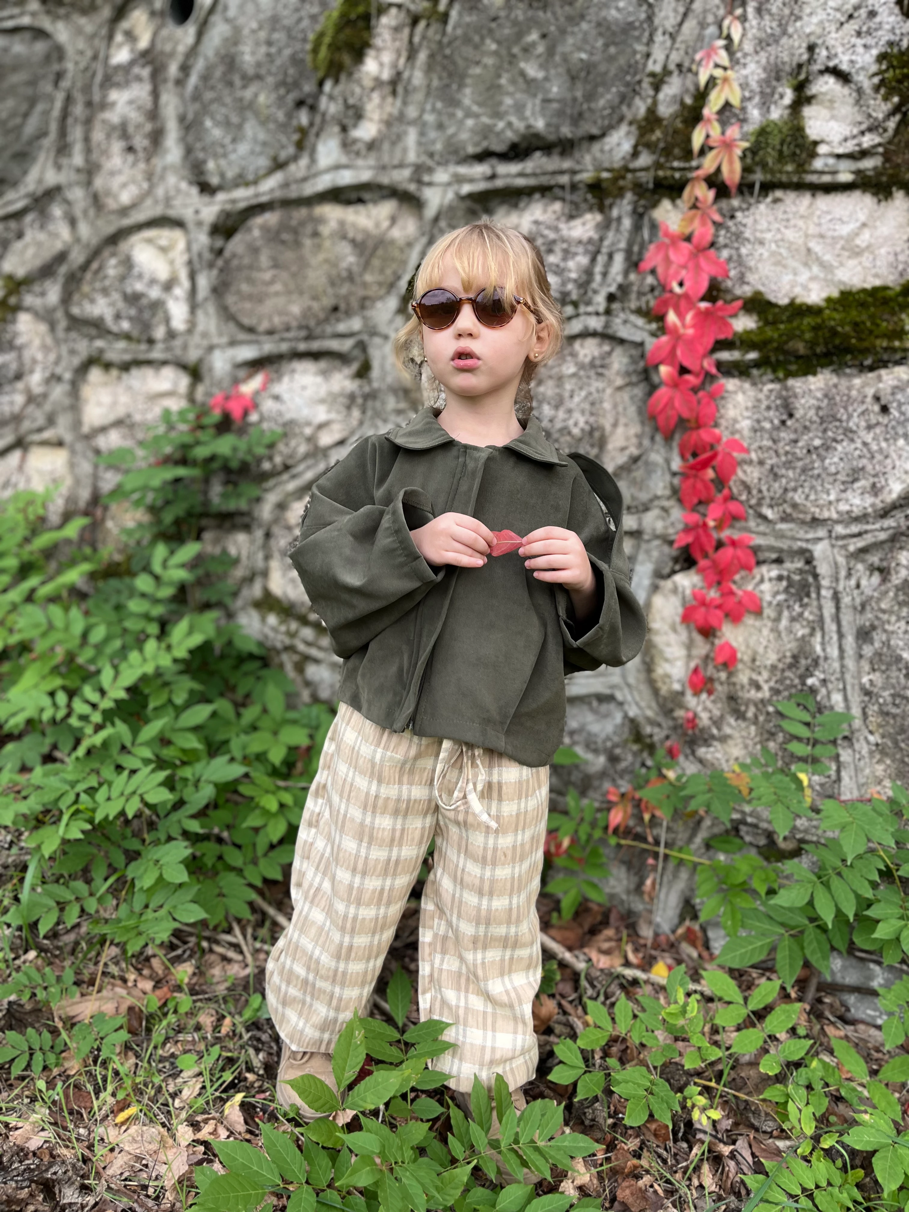 ADA Süet Görünümlü Bomber Ceket ve Gofre Pantolon Kız Çocuk Takım