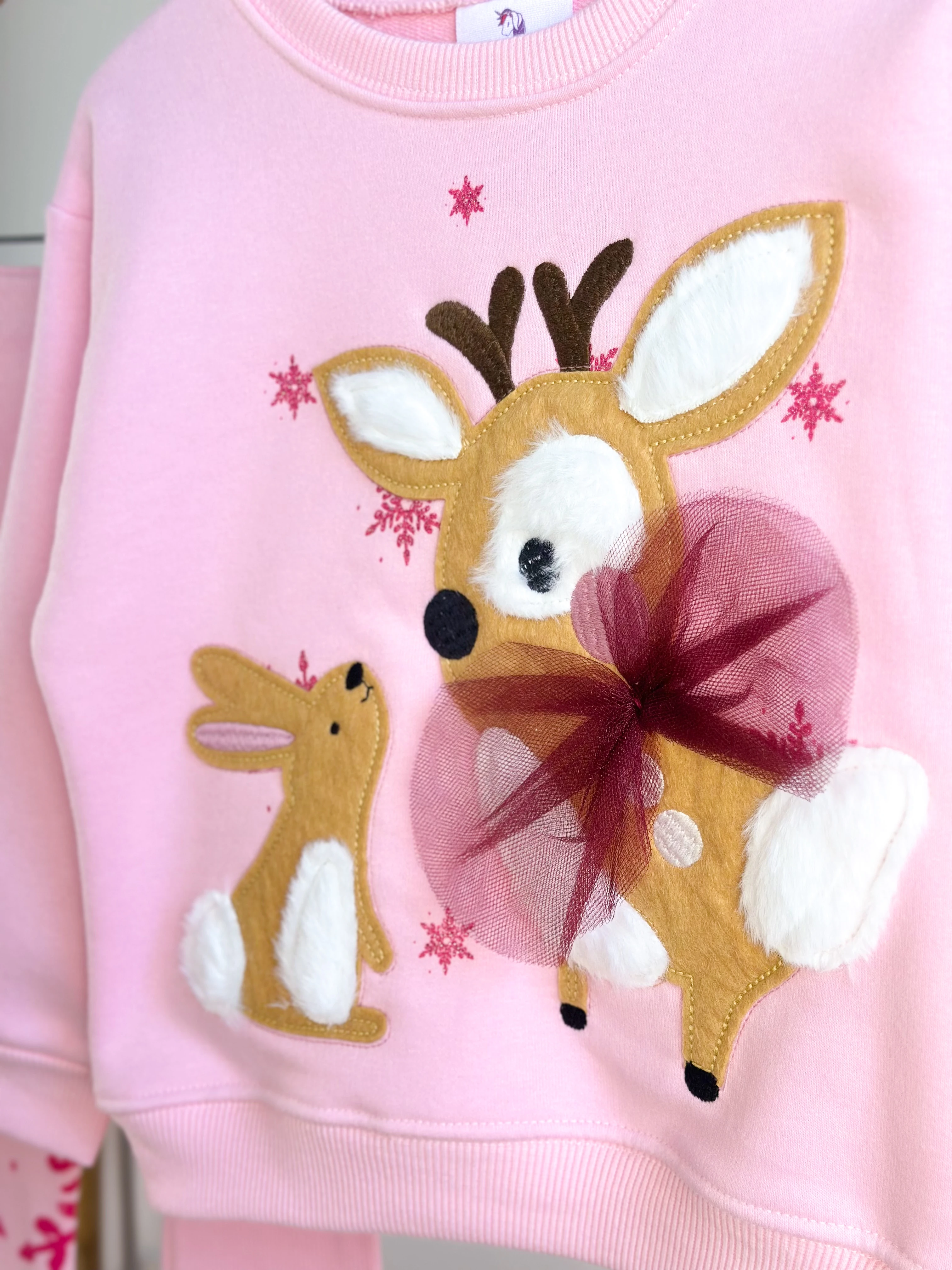 Yeni Yıl Temalı 3 Boyutlu Sweatshirt ve Tayt Takım