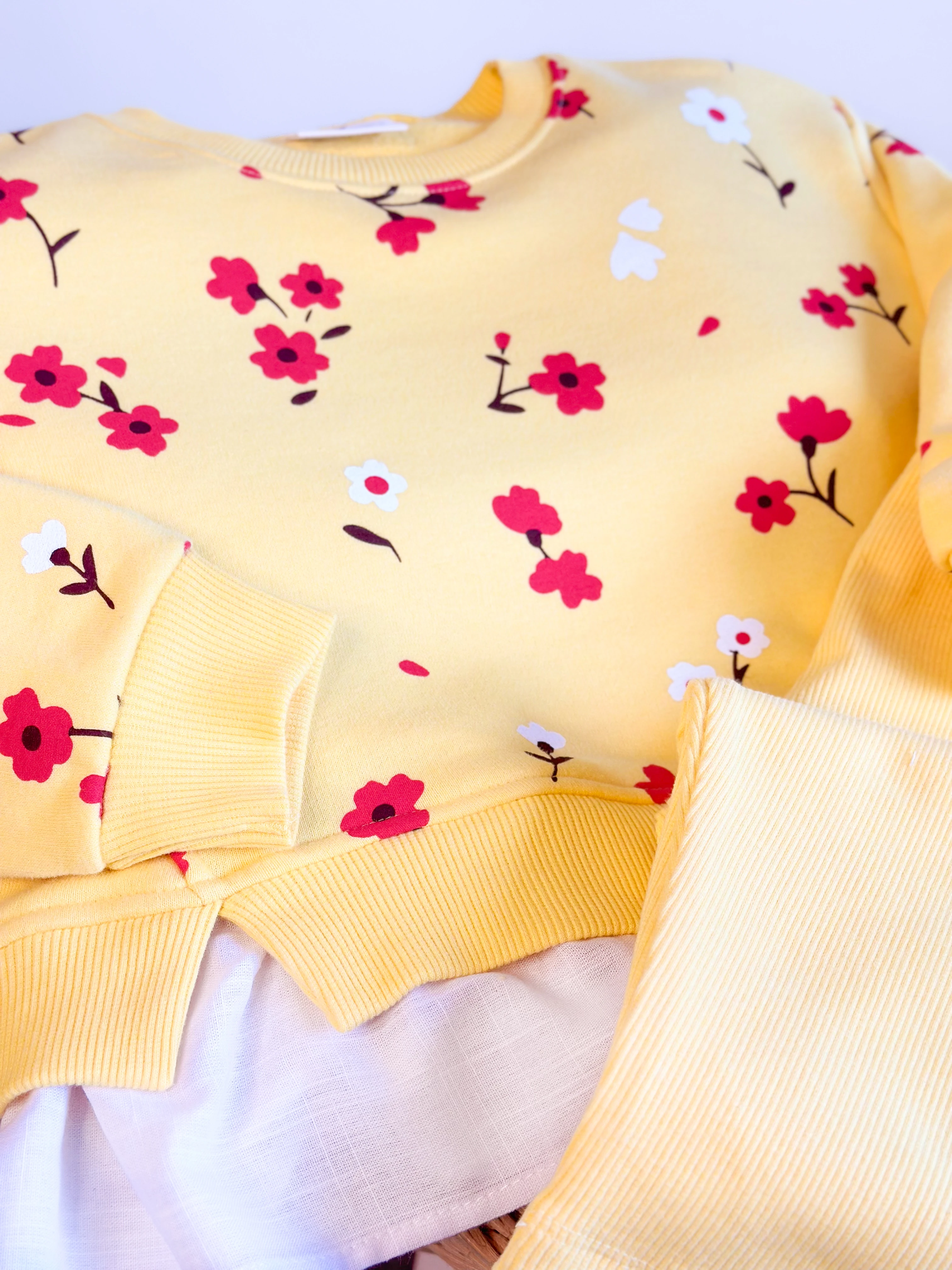  BUTTERYELLOW FLOWERS Gömlek Detaylı Sweatshirt ve Tayt Takım