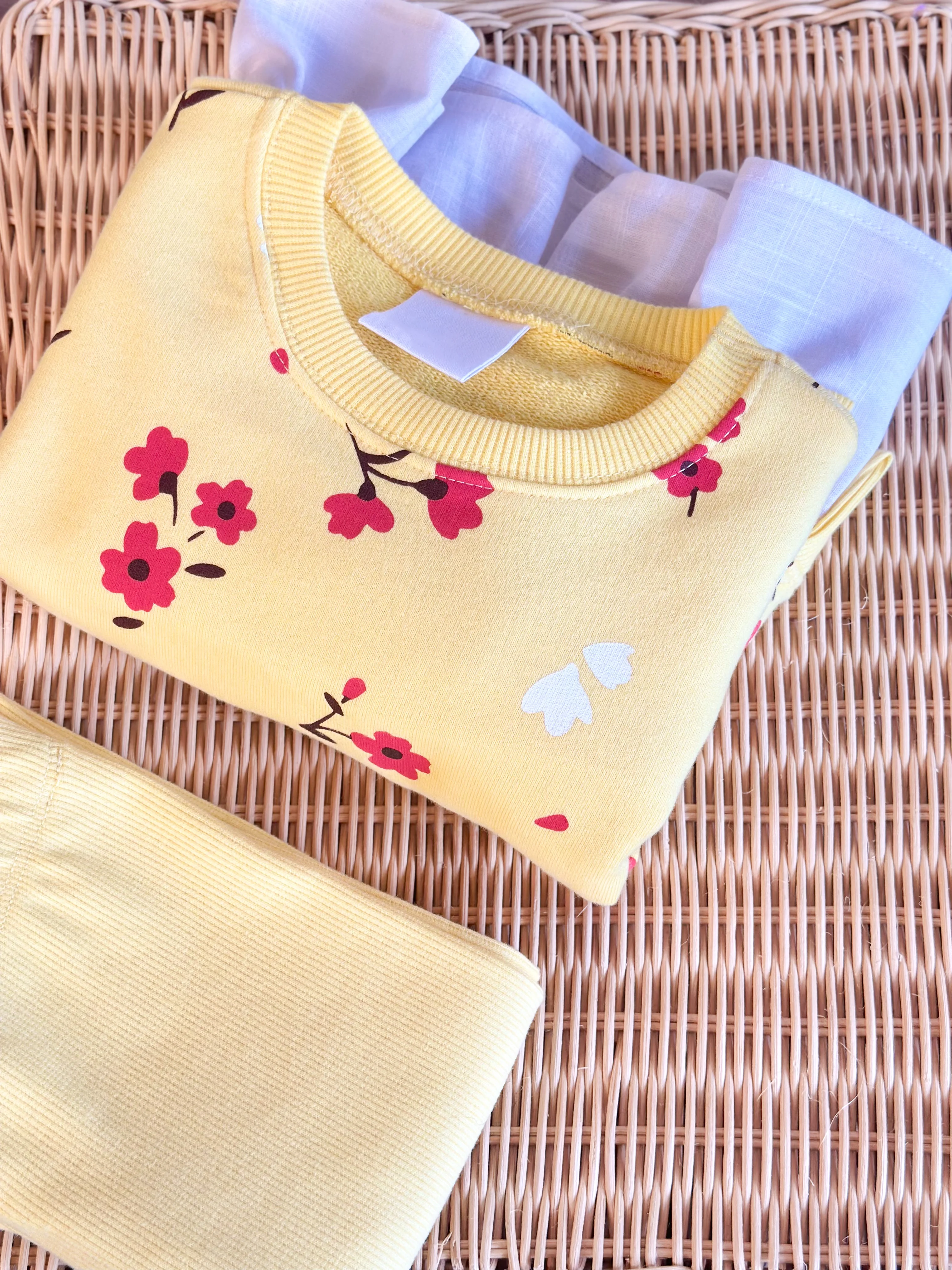  BUTTERYELLOW FLOWERS Gömlek Detaylı Sweatshirt ve Tayt Takım