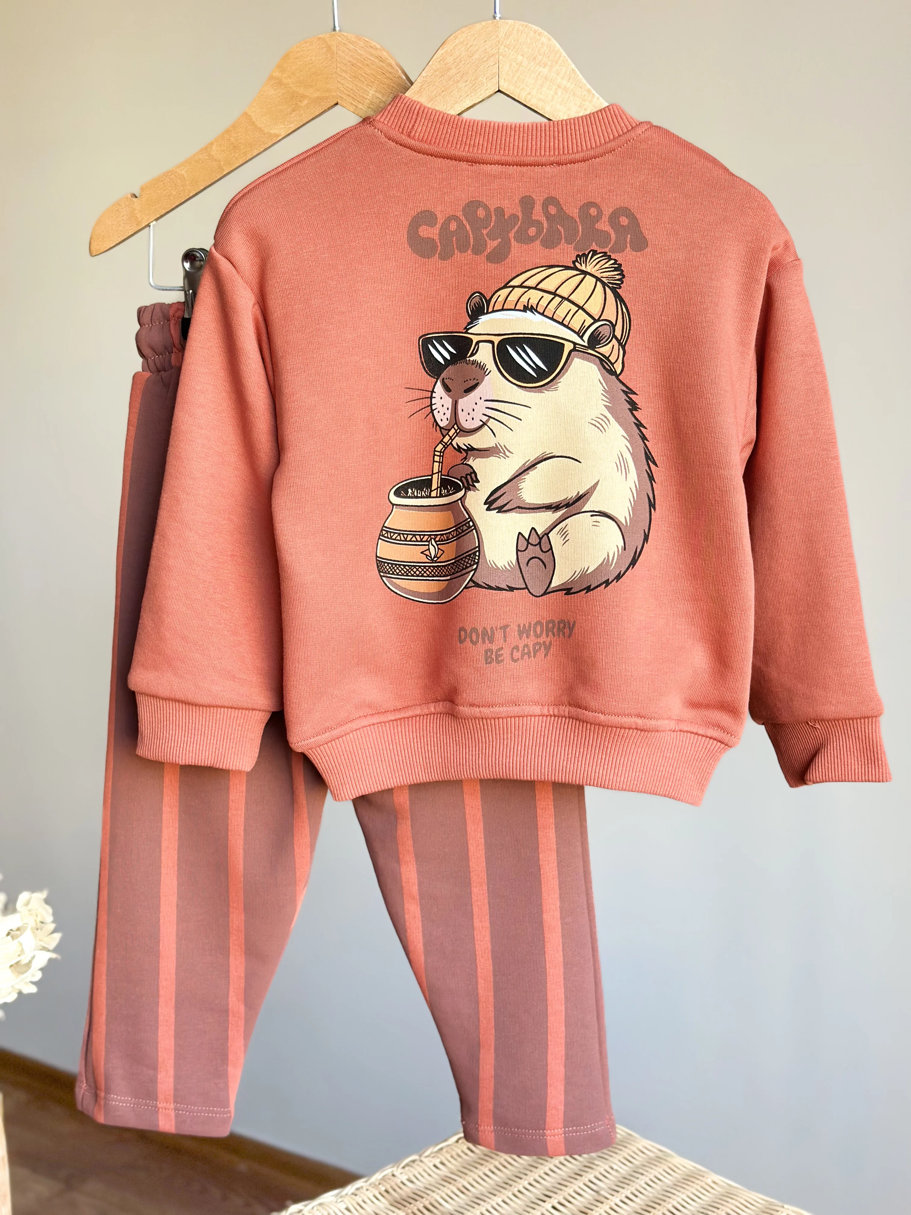 Karakter Baskılı Çizgili Takım