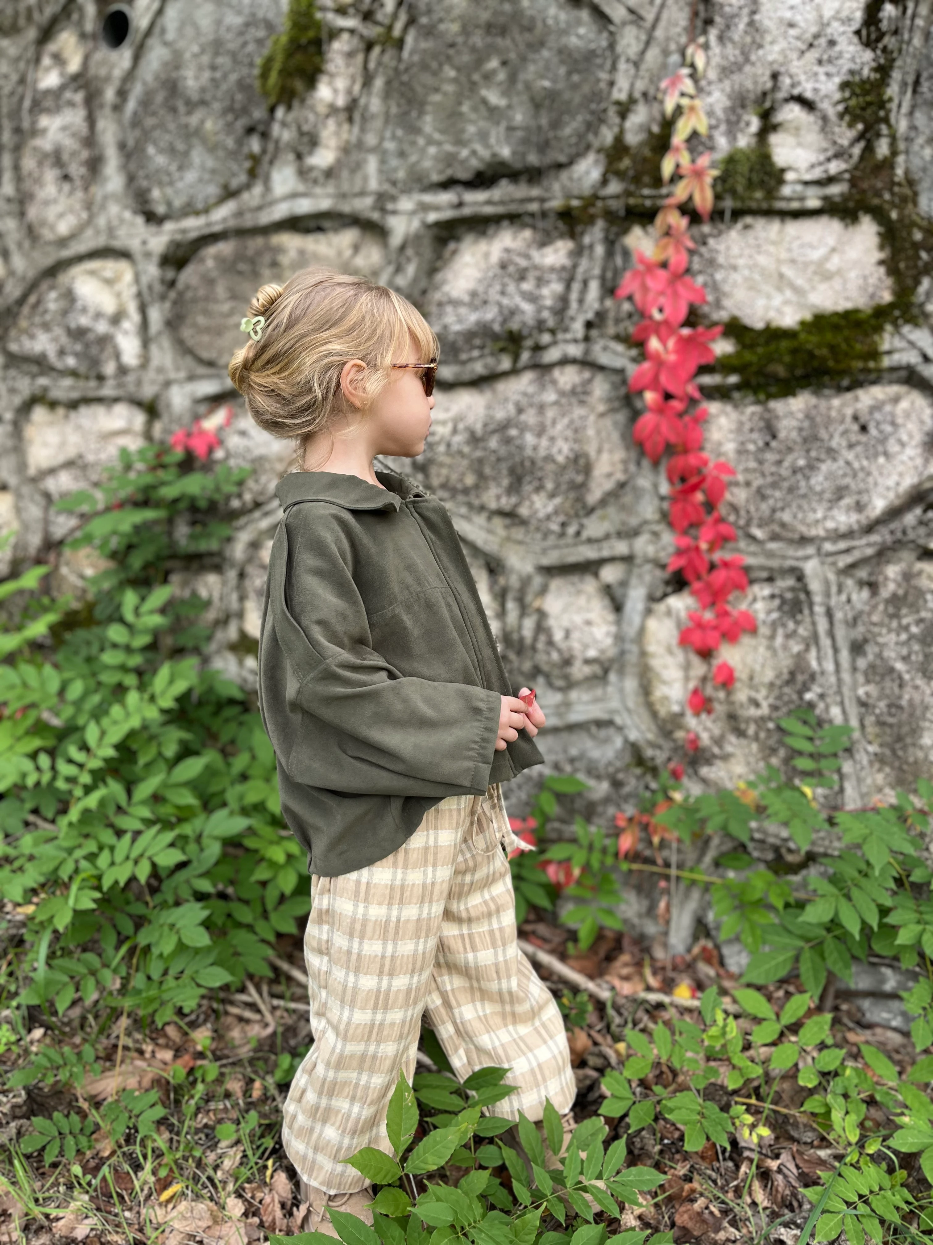 ADA Süet Görünümlü Bomber Ceket ve Gofre Pantolon Kız Çocuk Takım