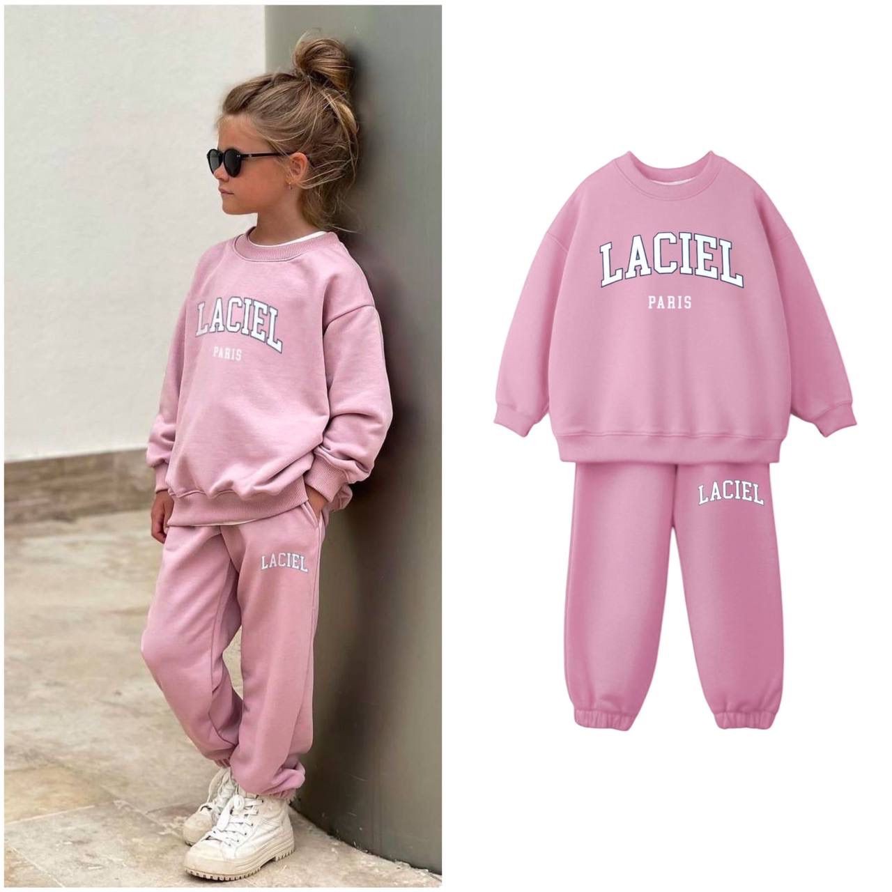 LACIEL Kız Çocuk Sweatshirt ve Eşofman Altı Takım-Pembe