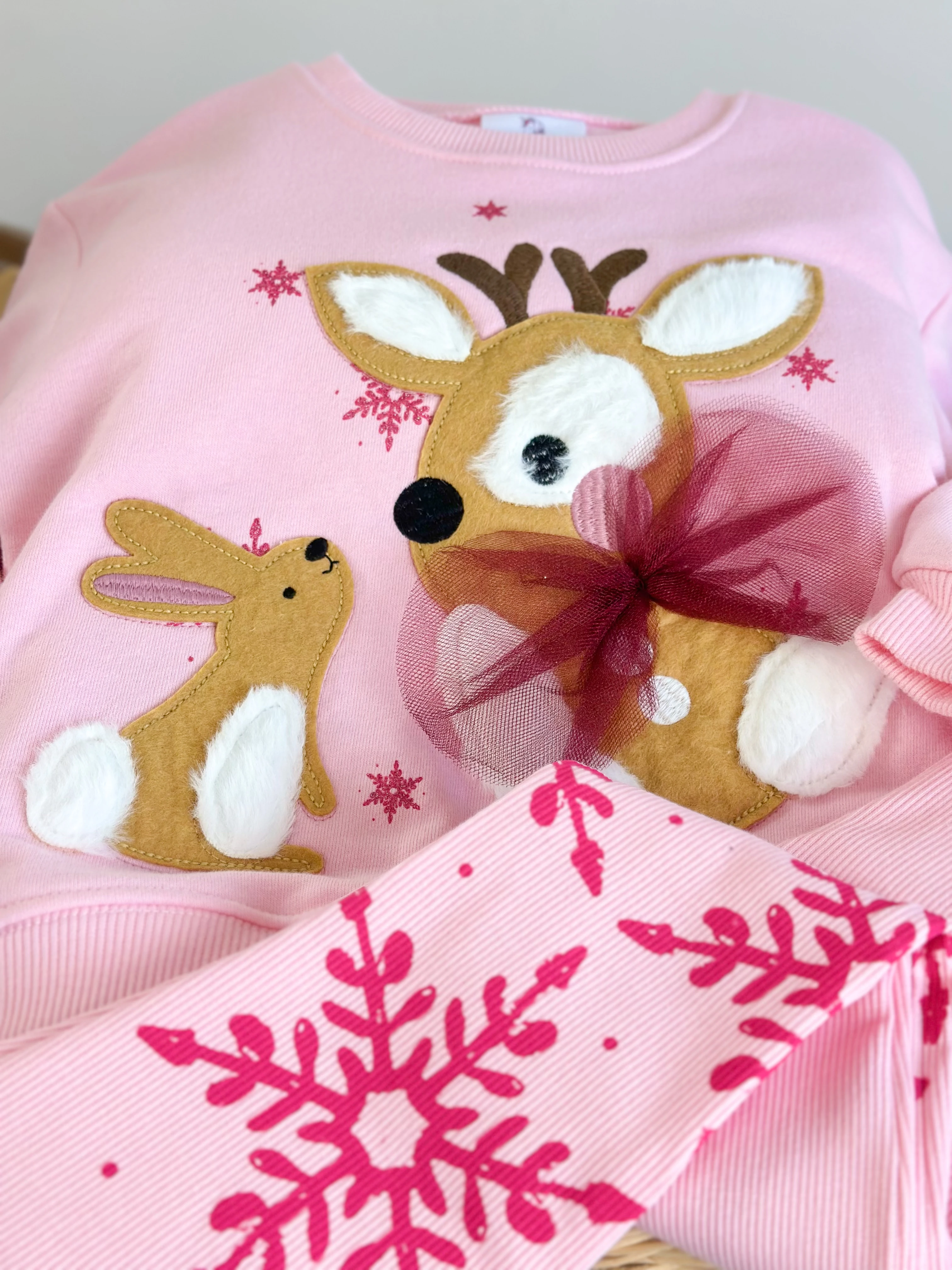 Yeni Yıl Temalı 3 Boyutlu Sweatshirt ve Tayt Takım