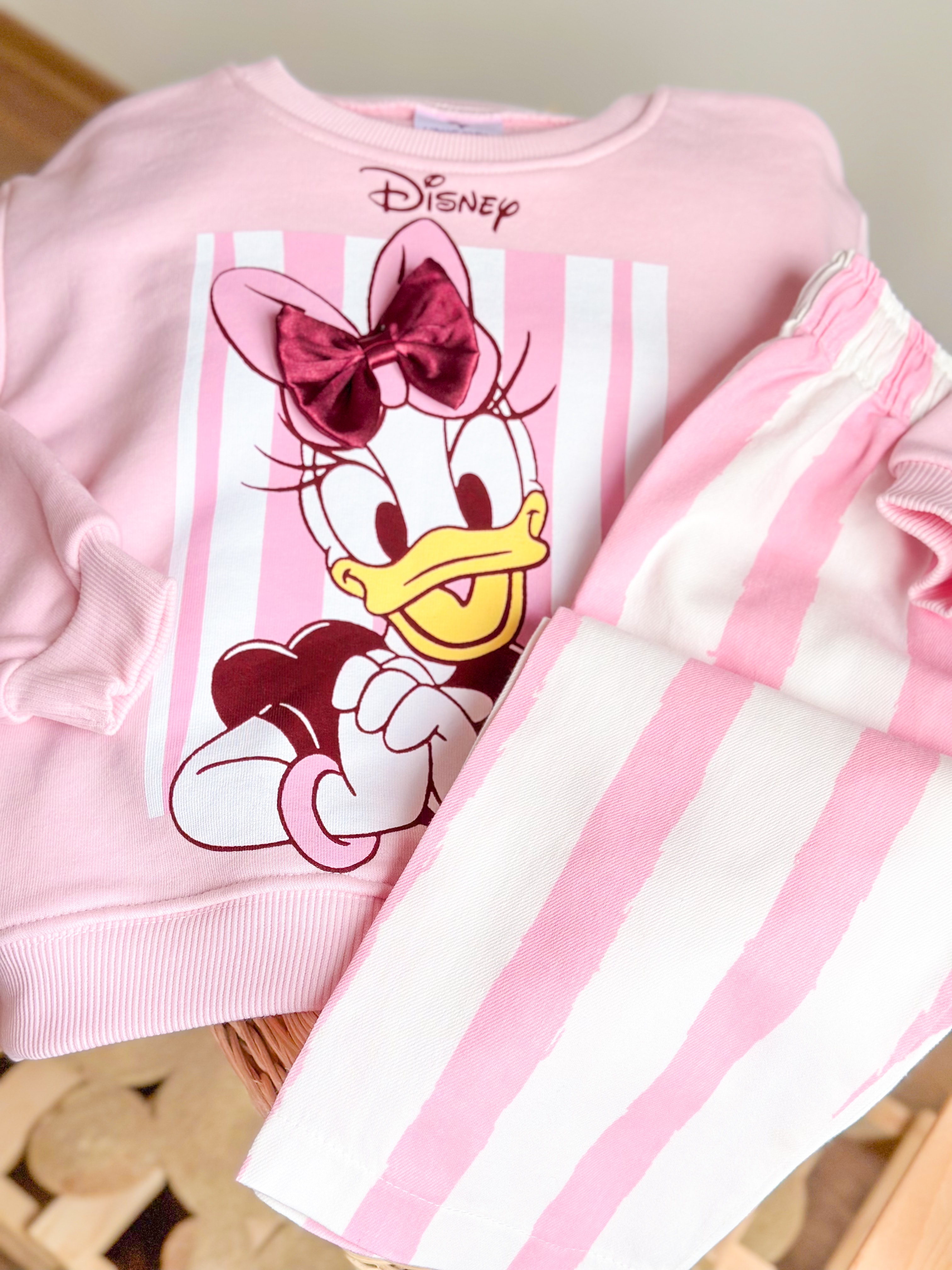 DAİSY DUCK 3D FİYONK Detaylı Sweatshirt ve Dokuma Pantolon Takım