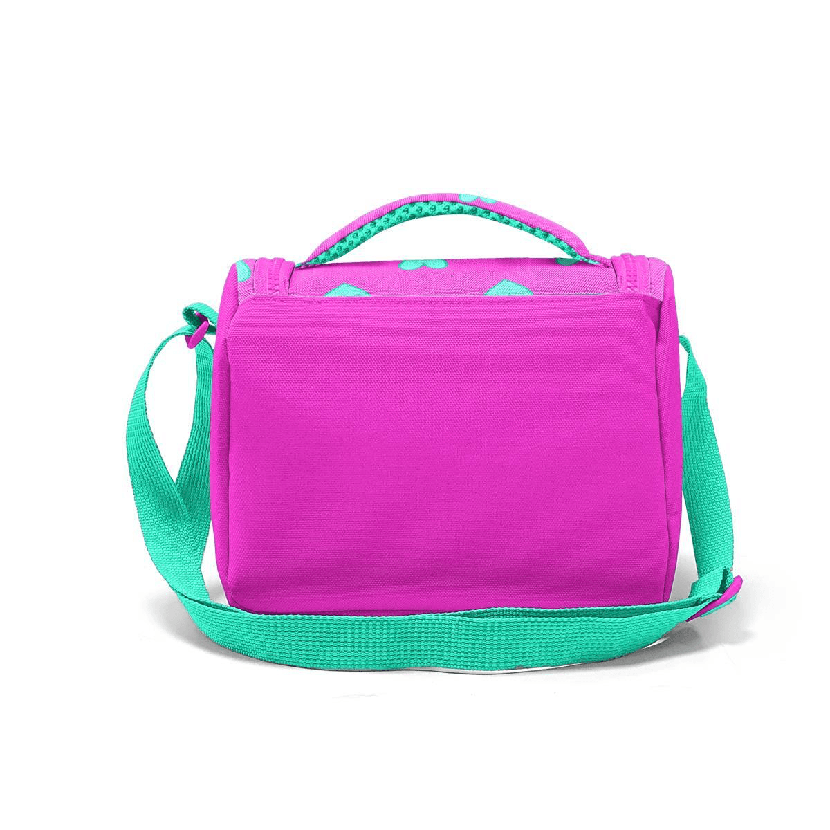 Coral High Neon Pembe Su Yeşili Kalp Desenli 3'lü Okul Çanta Seti