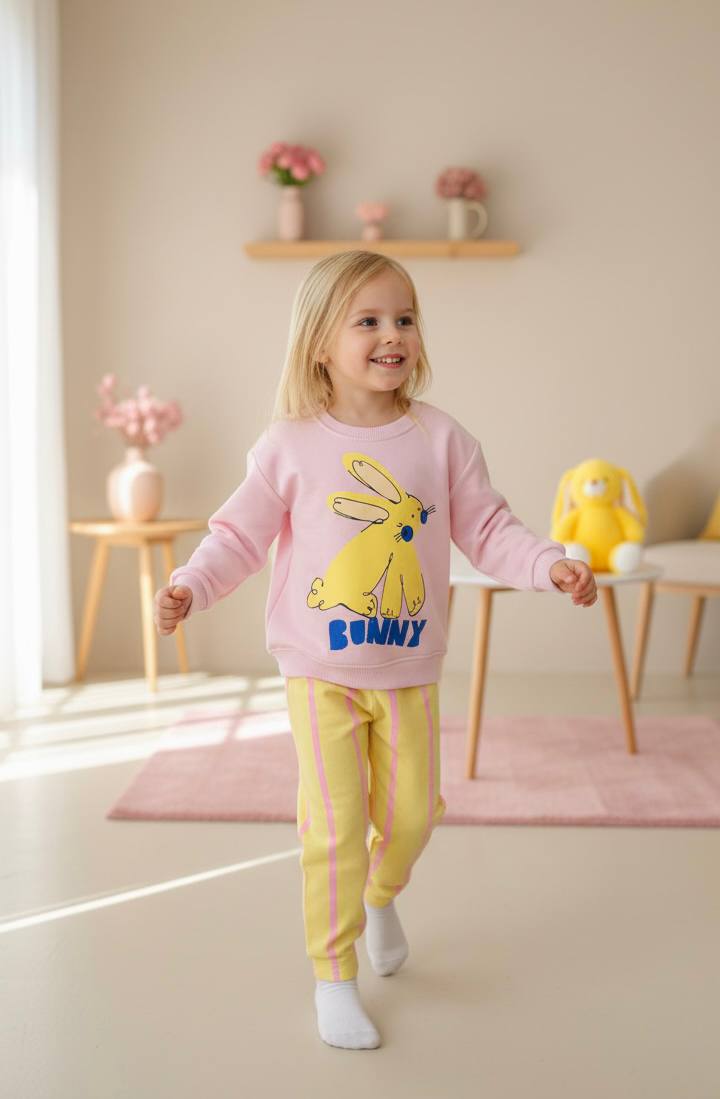 BUNNY Sweatshirt ve Dokuma Pantolon Takım