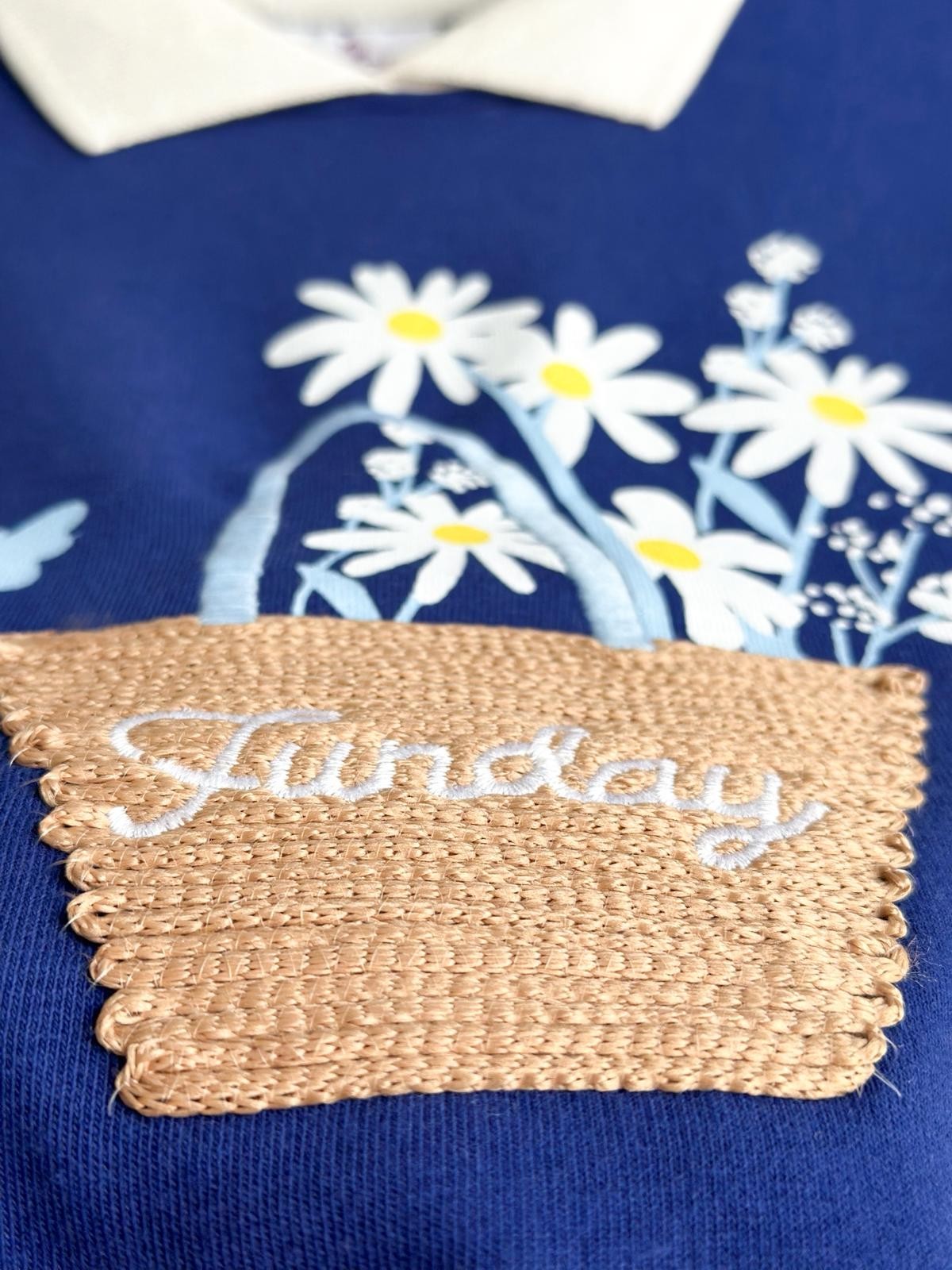 FUNDAY DAISY Pamuk Hasır Nakışlı Sweatshirt ve Tayt Takım