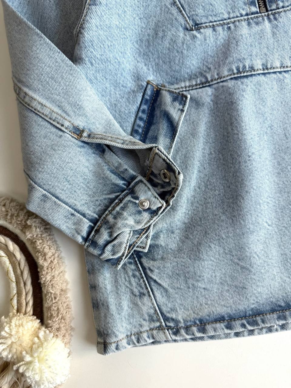 Denim Sade Kapüşonlu Ceket