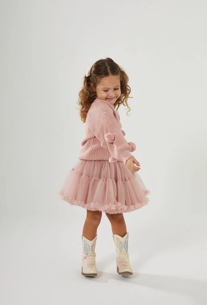 Ponponlu Triko ve Katkat Tül Etek