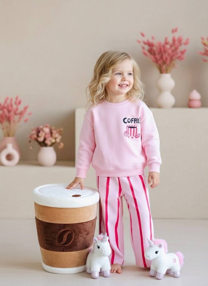 COFFE LINE Sweatshirt ve Kot Dokuma Pantolon Takım
