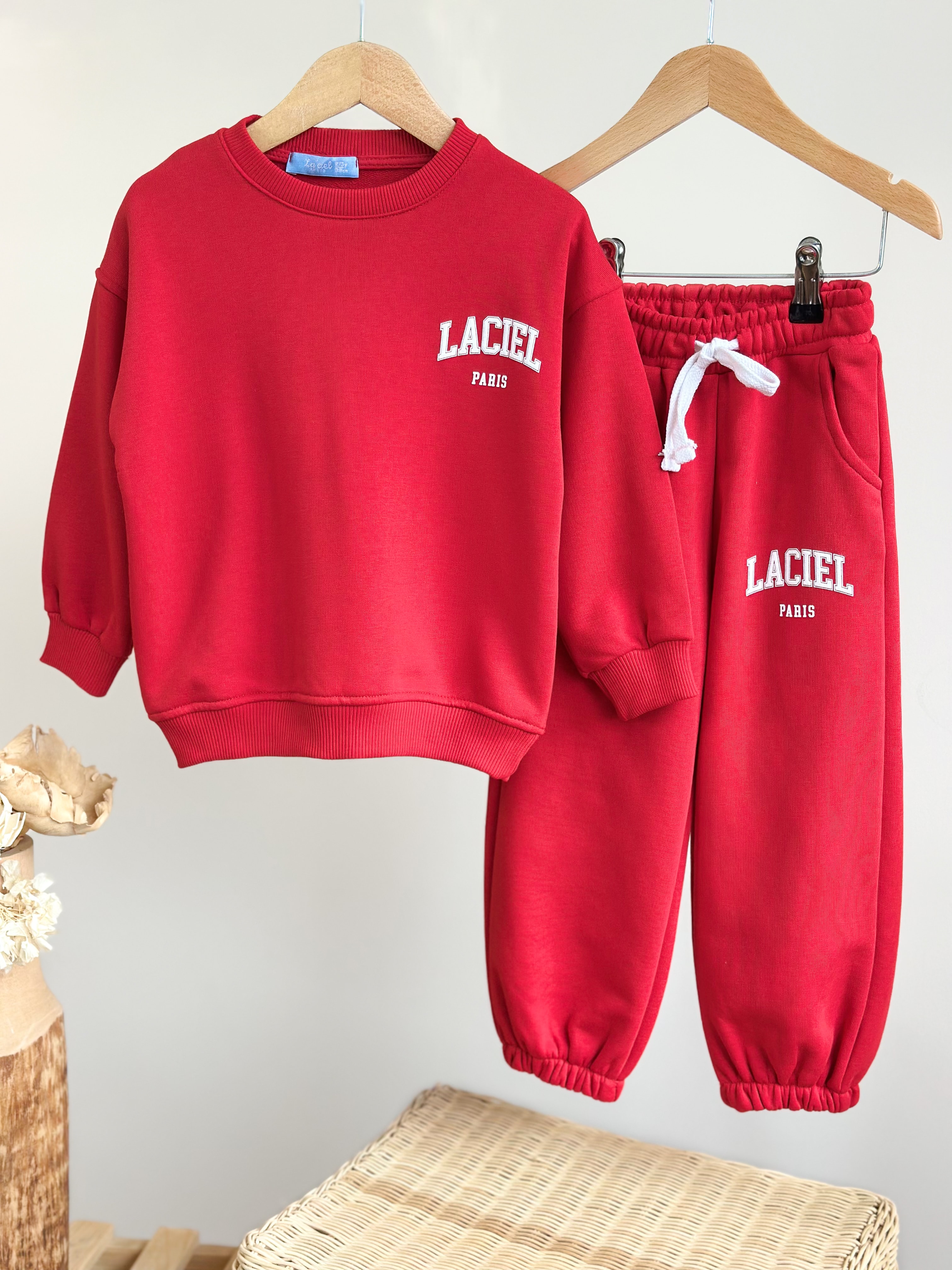 Winter Club Baskılı Sweatshirt ve Eşofman Takım-Kırmızı