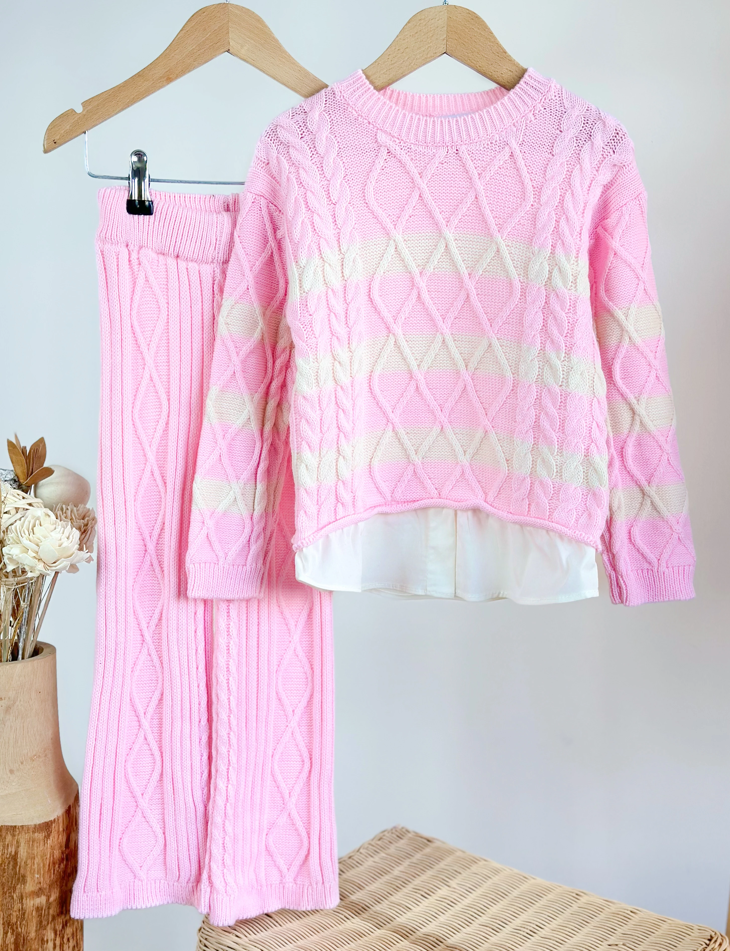 PINKY ANGEL Gömlek Detaylı Triko ve Triko Pantolon