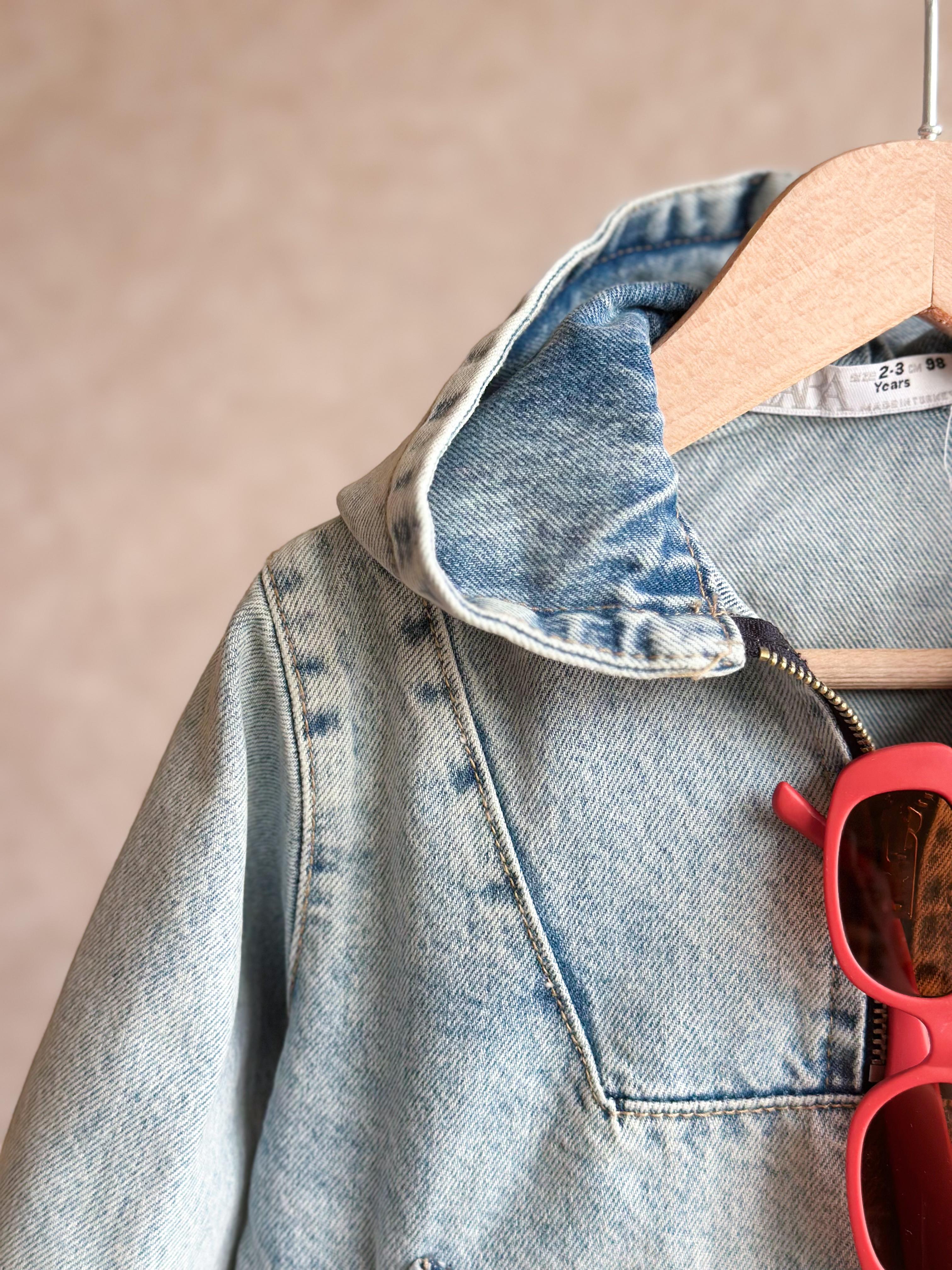 Denim Sade Kapüşonlu Ceket