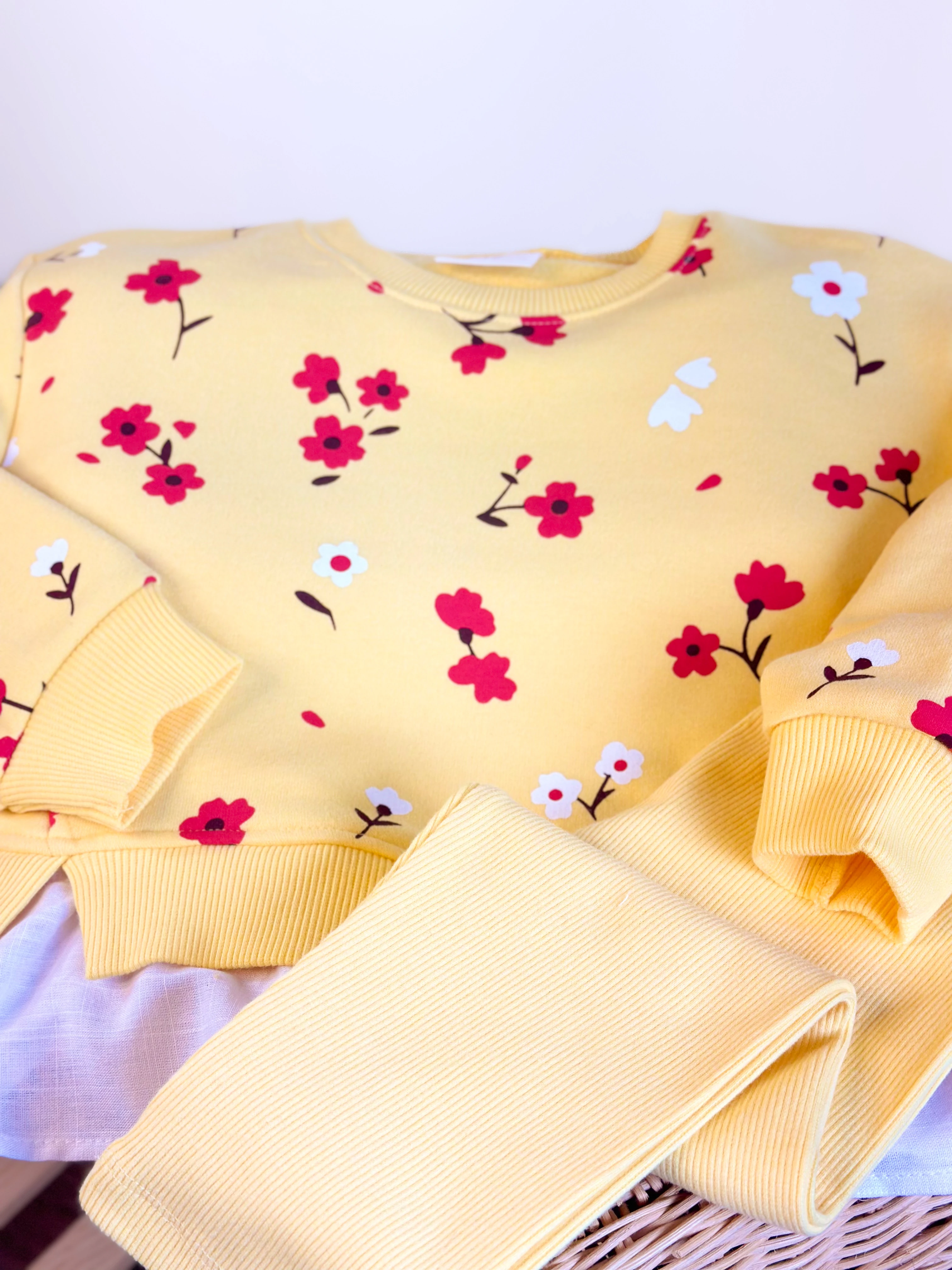  BUTTERYELLOW FLOWERS Gömlek Detaylı Sweatshirt ve Tayt Takım