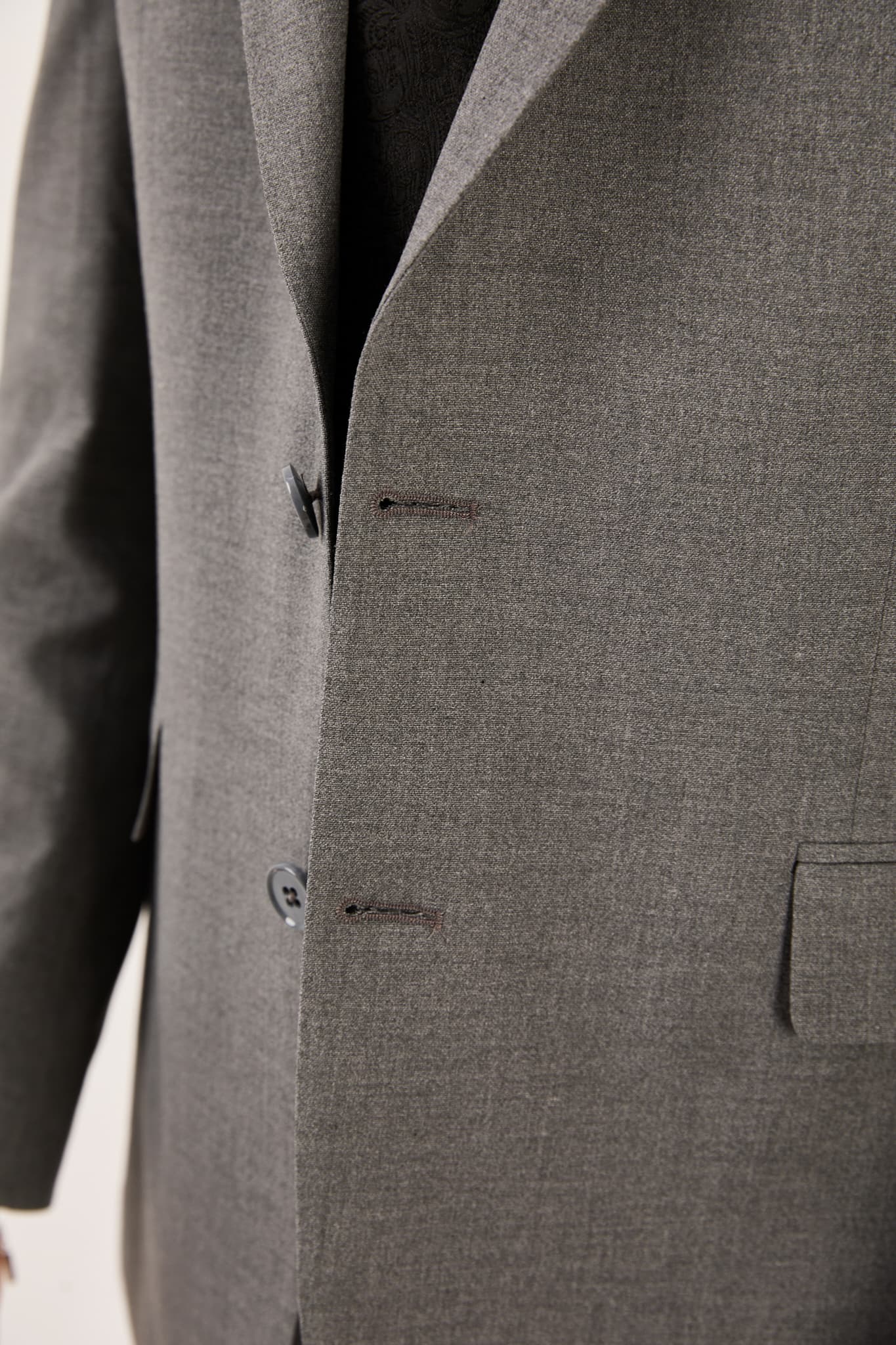 wodelli Erkek Slim Fit Gri Mono Yaka Likralı Çift Yırtmaçlı Takım Elbise