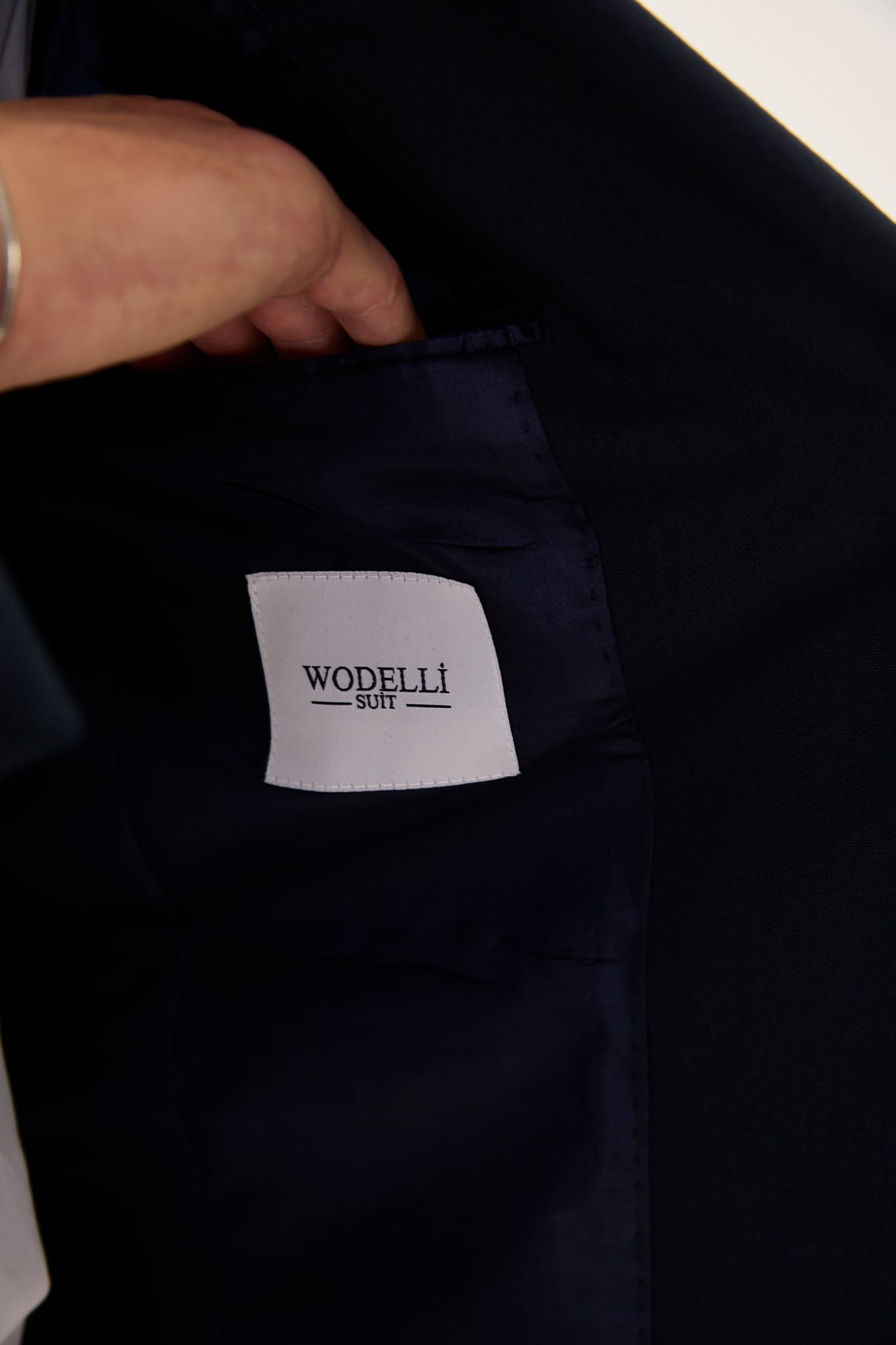 wodelli Erkek Slim Fit Lacivert Mono Yaka Likralı Çift Yırtmaçlı Takım Elbise