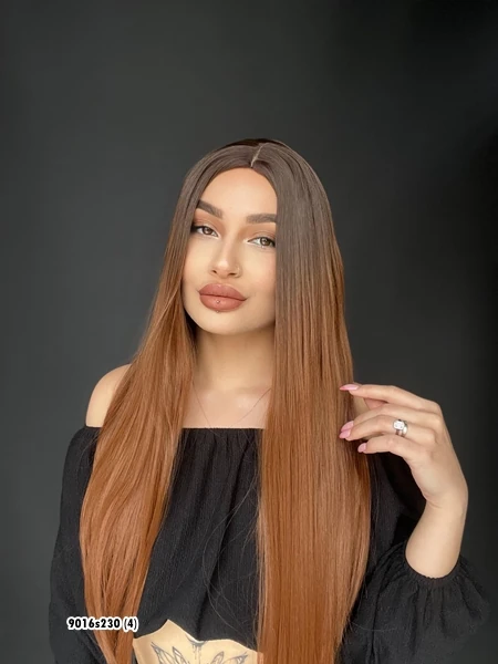 Düz uzun Perçemsiz Cilt görünümlü  Medikal  özel peruk