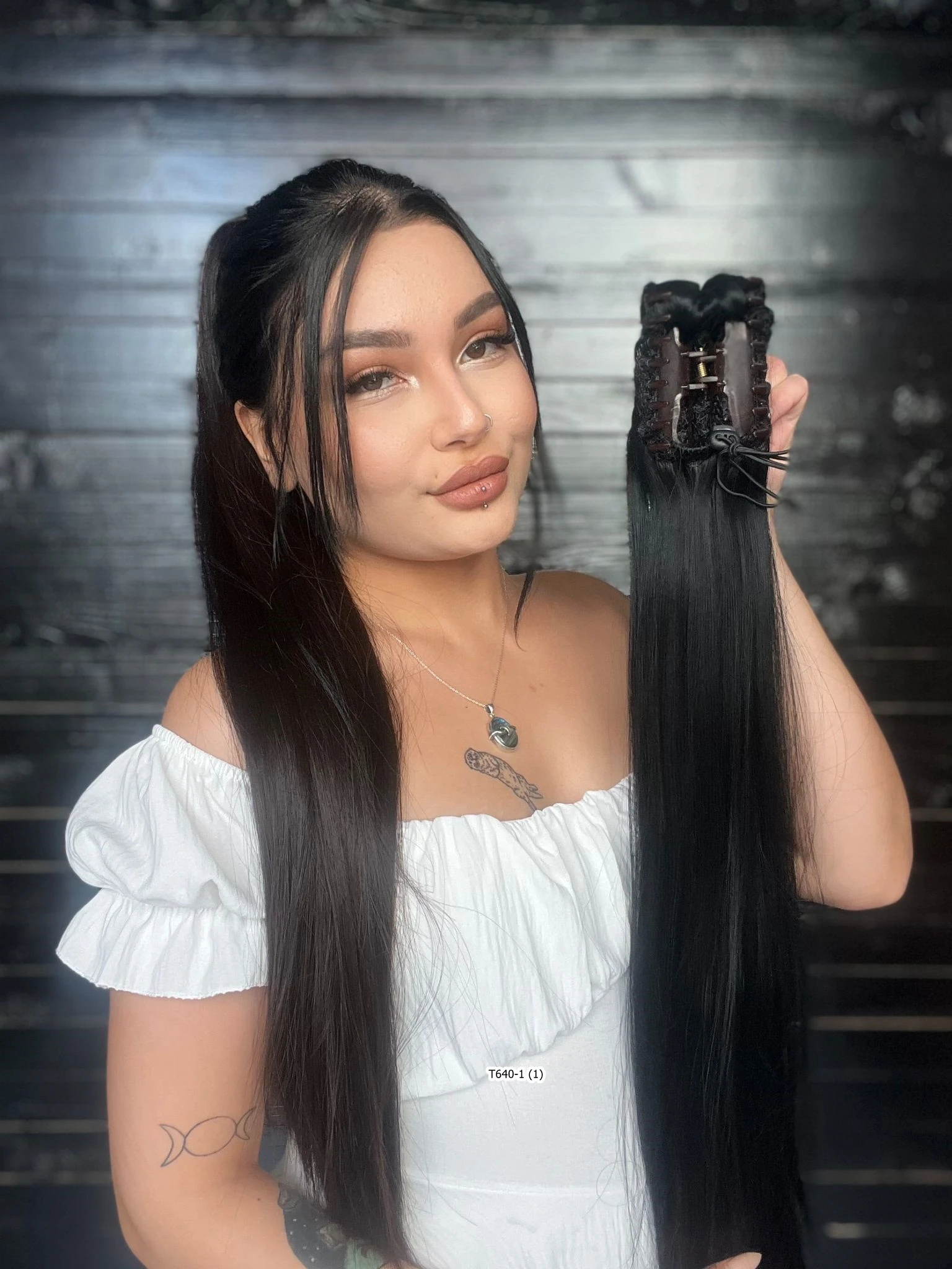 70cm Postiş Tokalı Düz At Kuyruğu - Siyah