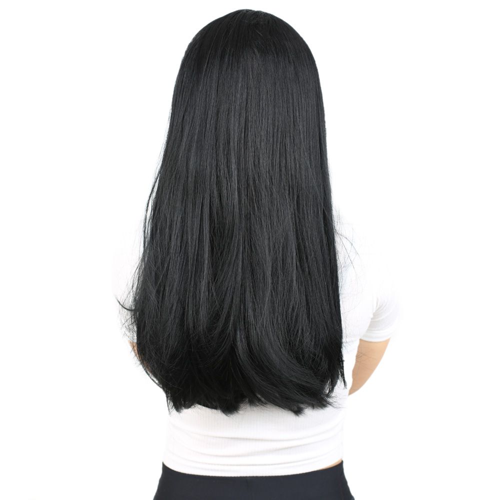 Fiber Sentetik Uzun Düz Peruk - Siyah