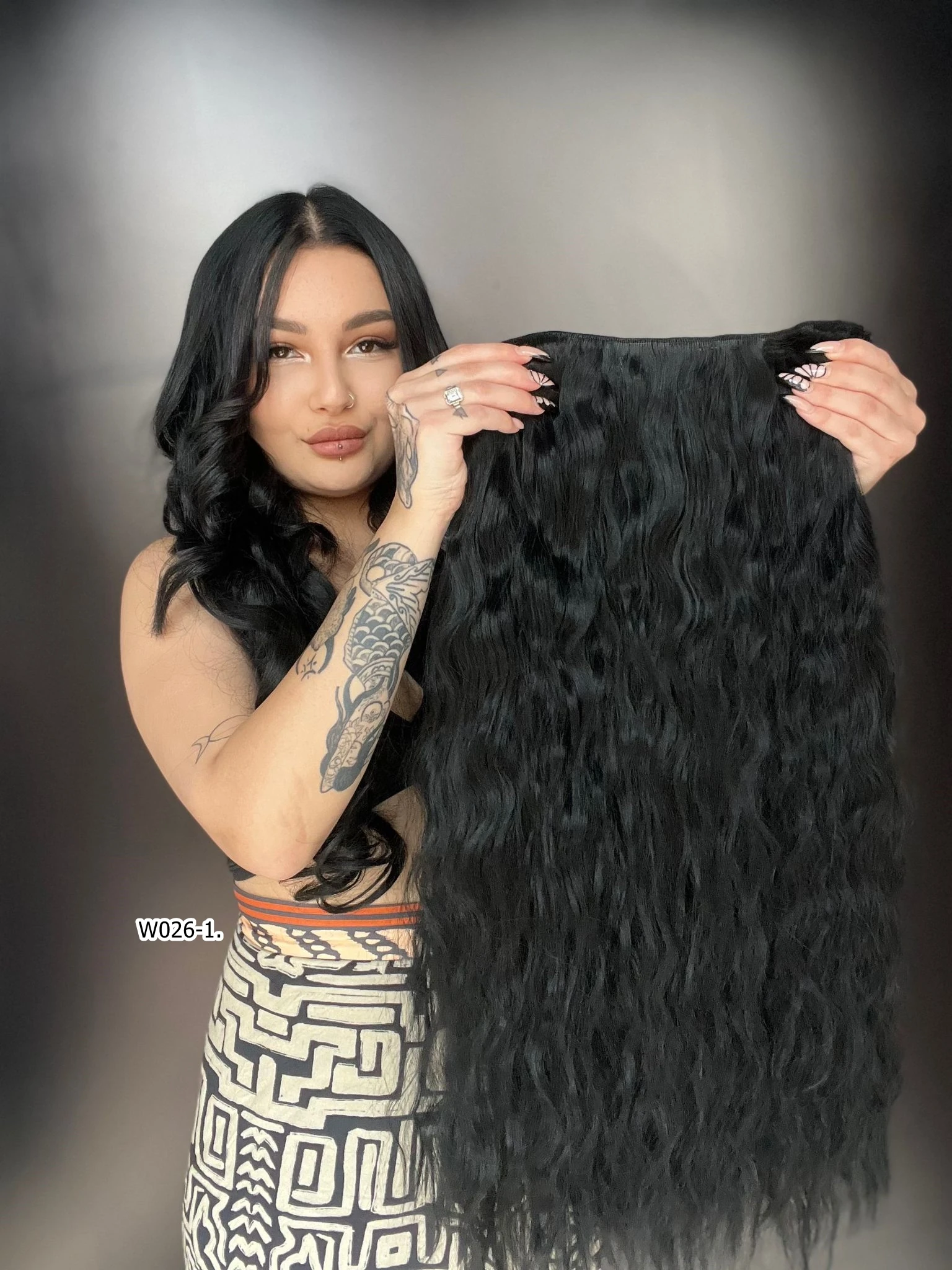 Afro Dalgalı Yarım Ay + 2 Yan Çıt Çıt - Siyah