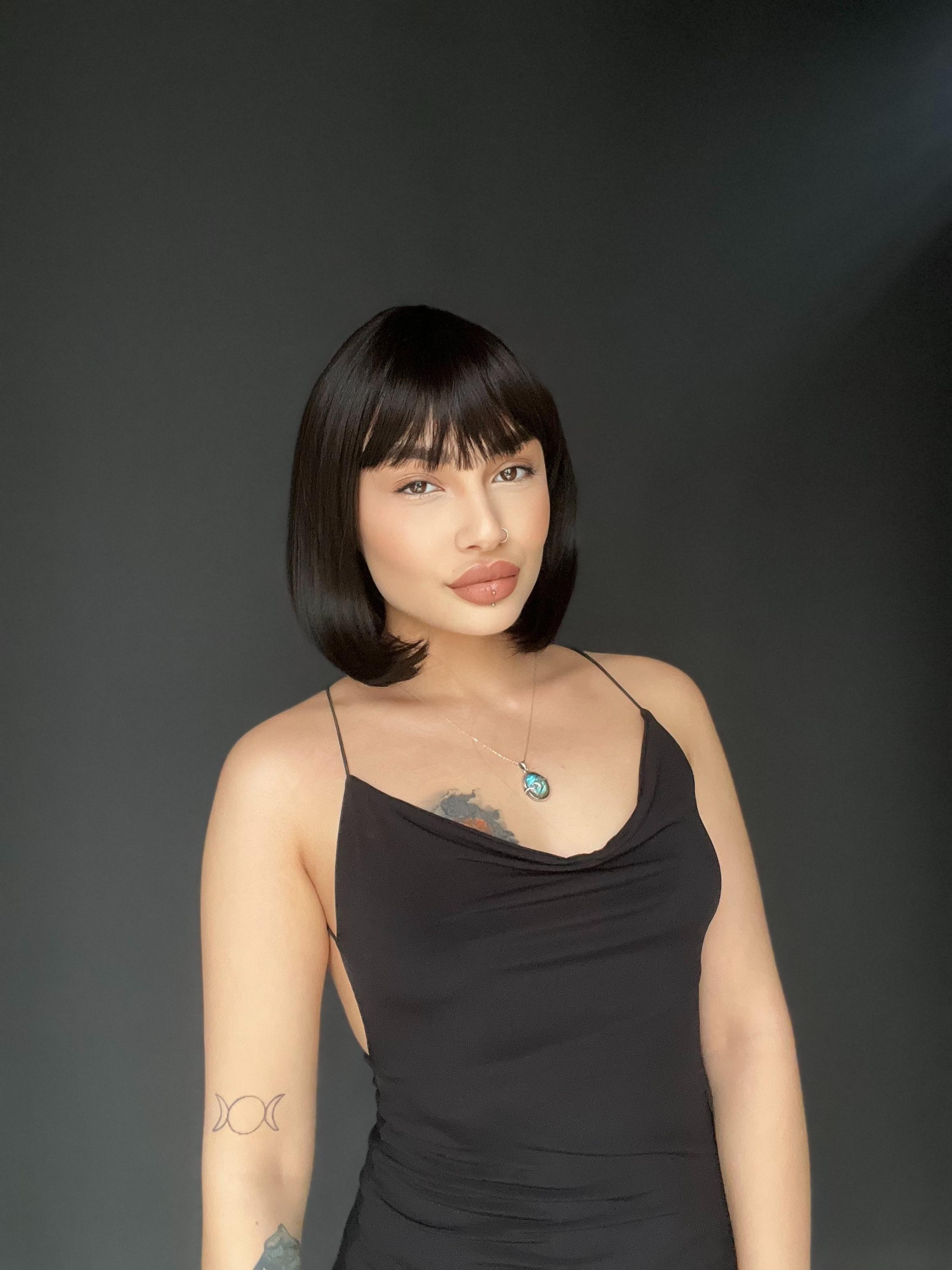 Kısa Küt Perçemli Bob Pedikal Peruk Kanser Kemoterapi uygundur Kestane