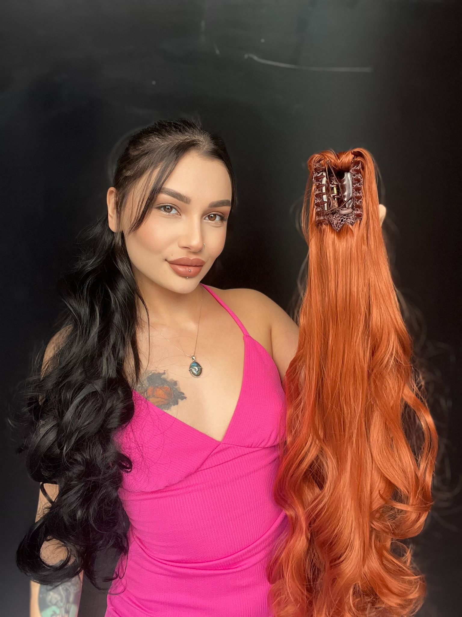 80 cm Ekstra Uzun At kuyruğu Tokalı Postiş Bakır