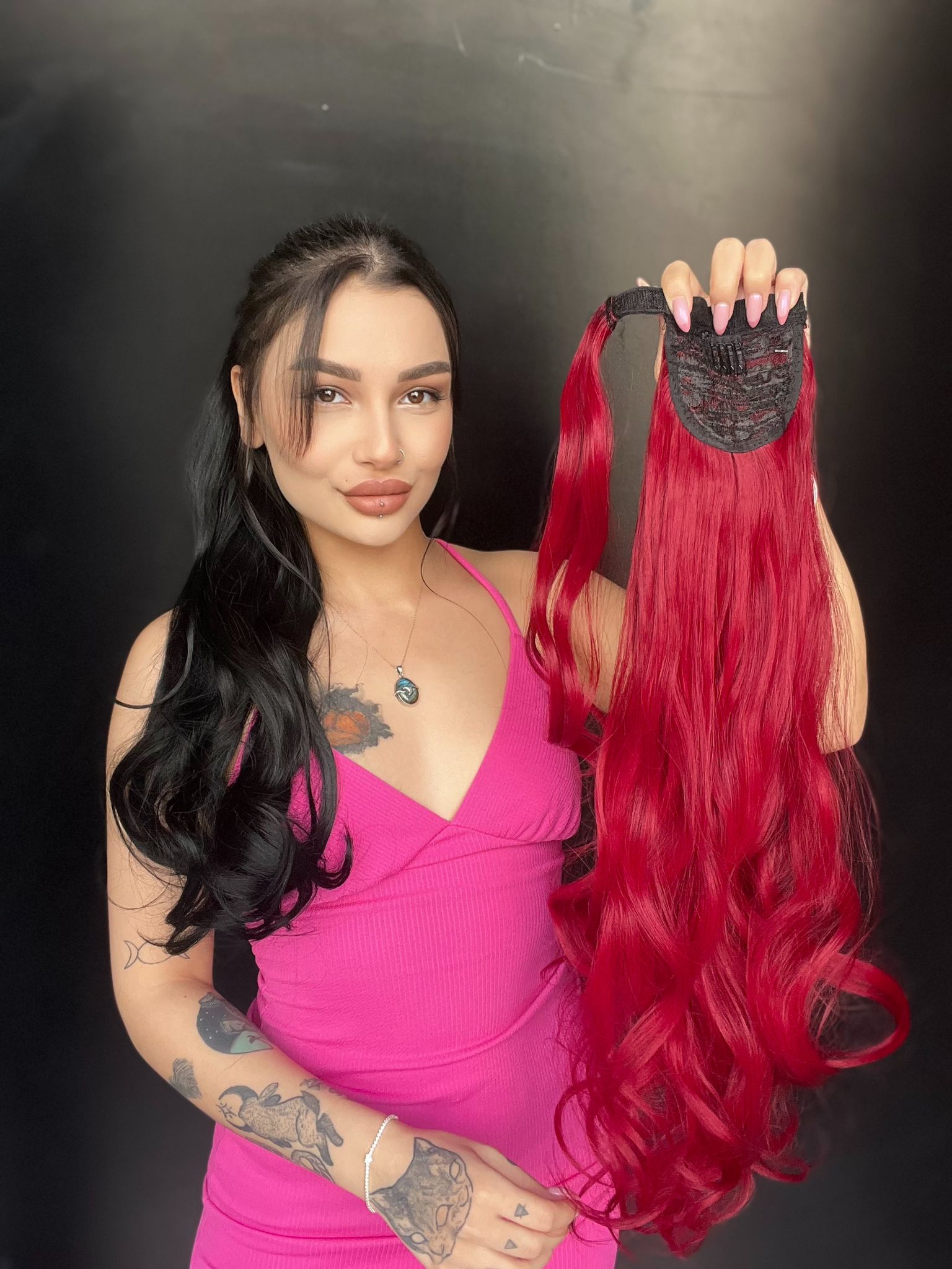 Cırcırtlı Bağcıklı At Kuyruğu Tak çık Ateş kızılı