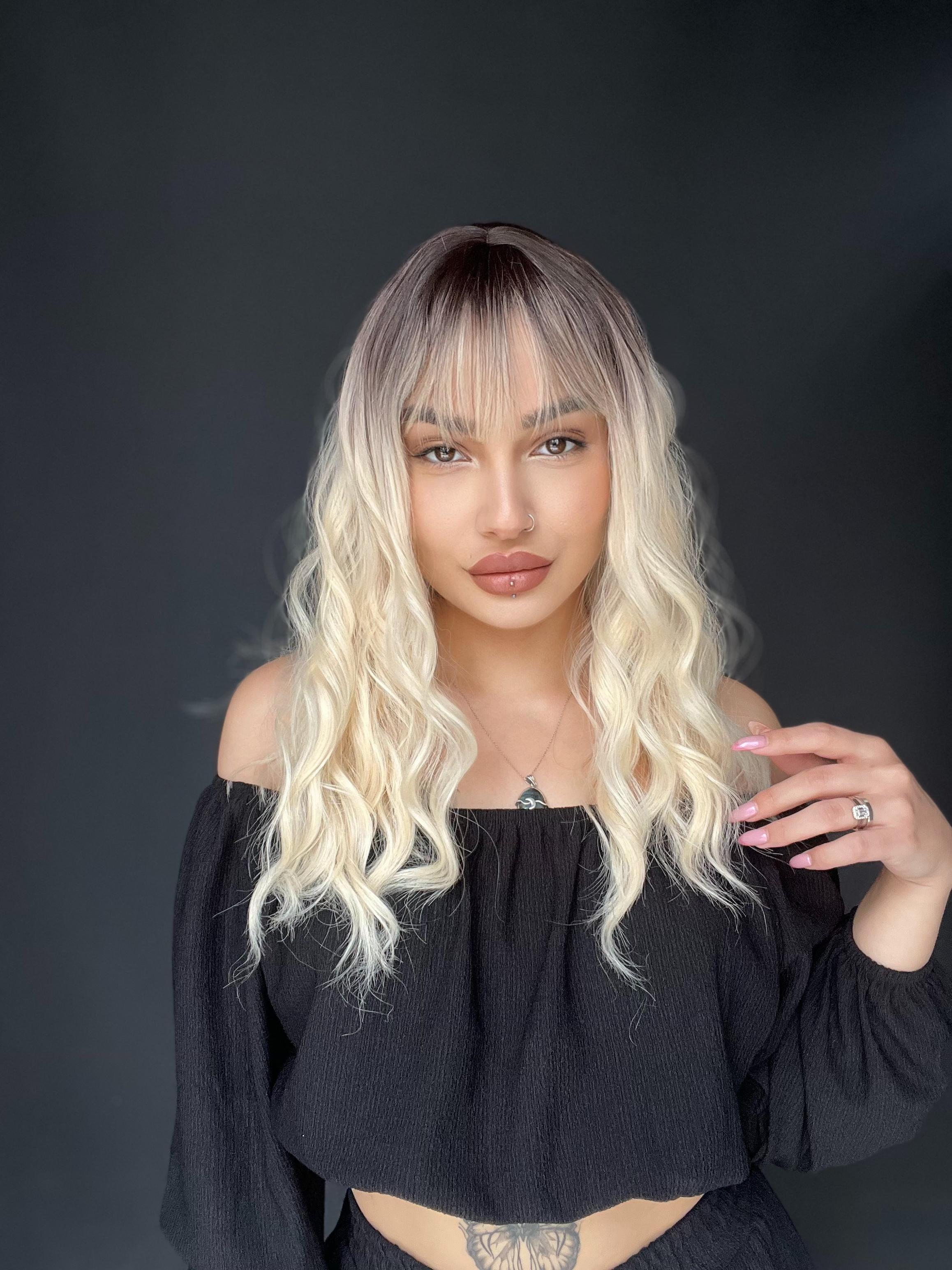 Okyanus Dalgası Perçemli Medikal Peruk perçemli fiber Kumral Ombreli