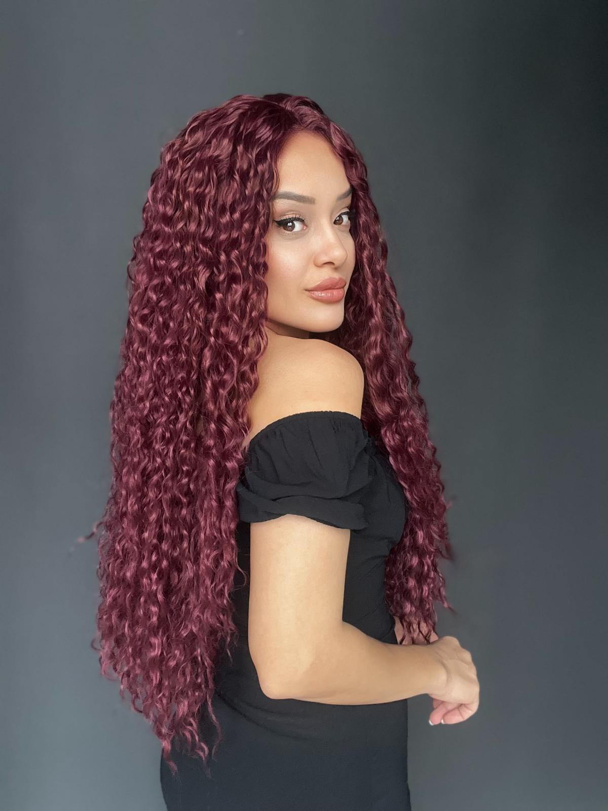 Afro Tül peruk Ön Full Tül -Sabit ayrımlı ektra uzun peruk